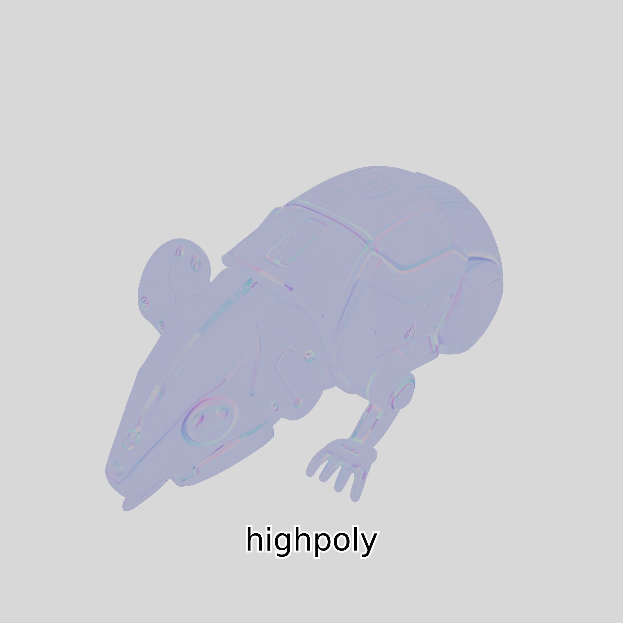 Futuristic Robotic Mouse Model with Modular Design Low-poly 3D model_35