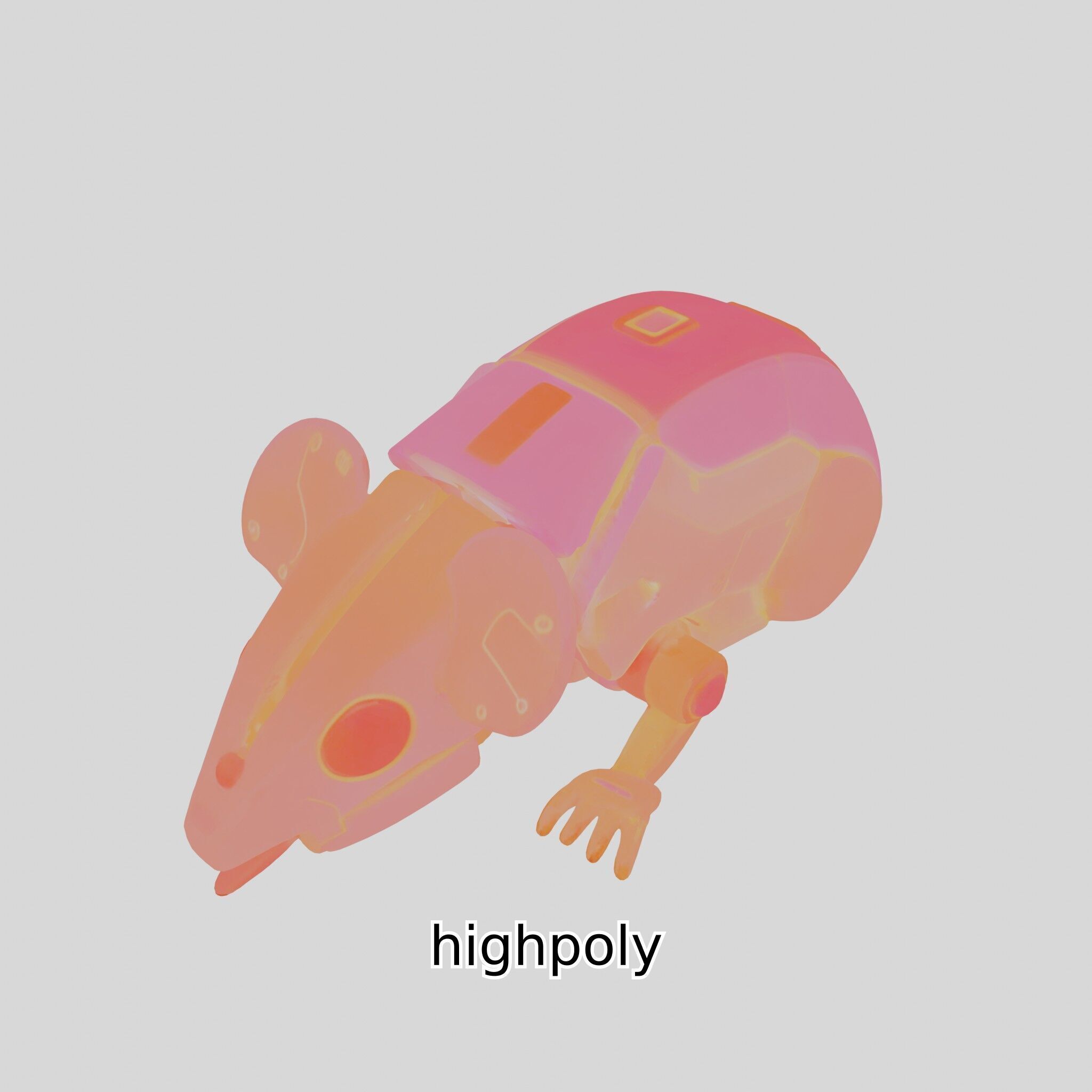 Futuristic Robotic Mouse Model with Modular Design Low-poly 3D model_36