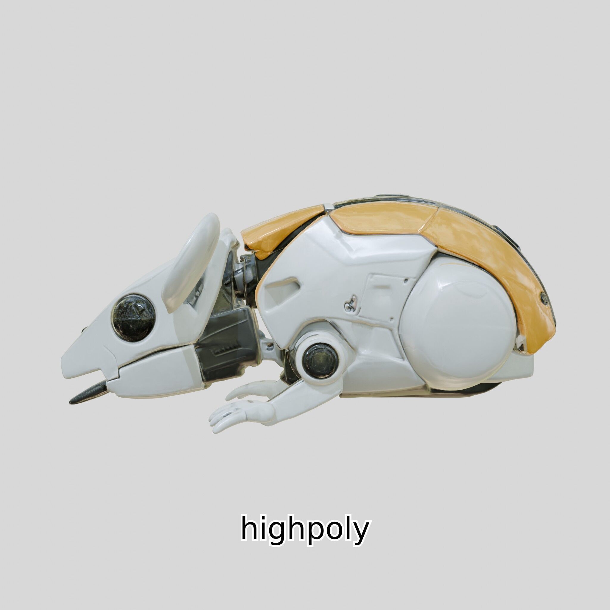 Futuristic Robotic Mouse Model with Modular Design Low-poly 3D model_23