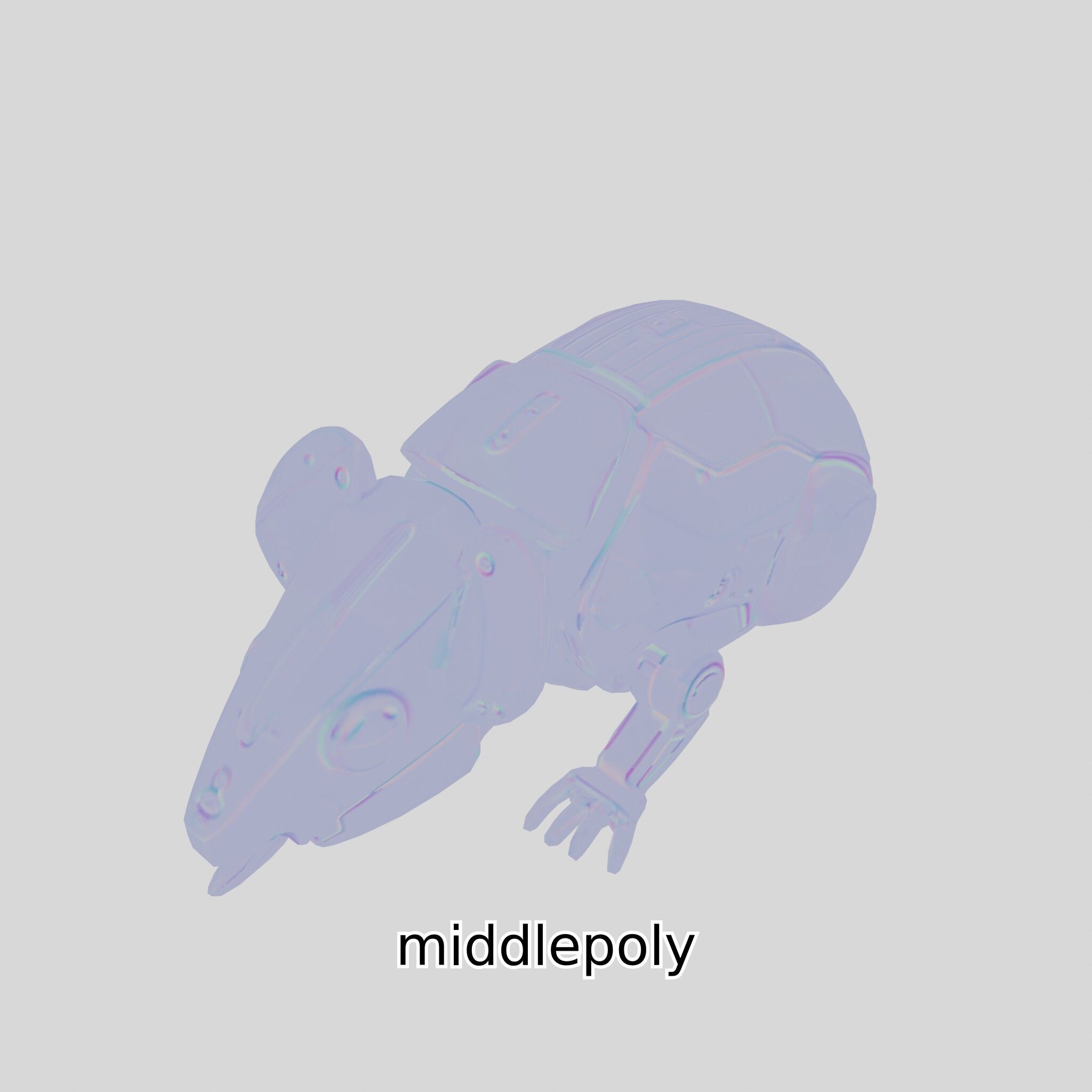 Futuristic Robotic Mouse Model with Modular Design Low-poly 3D model_19