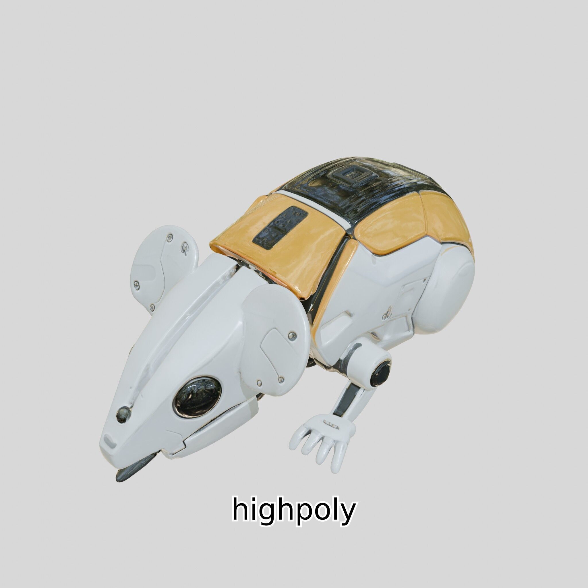 Futuristic Robotic Mouse Model with Modular Design Low-poly 3D model_25