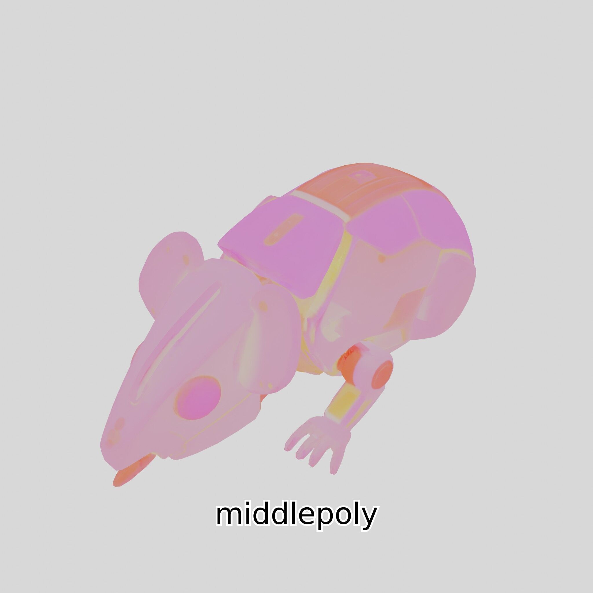 Futuristic Robotic Mouse Model with Modular Design Low-poly 3D model_20