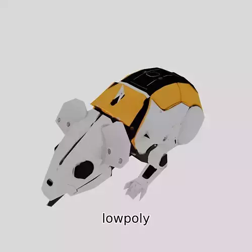 Futuristic Robotic Mouse Model with Modular Design Low-poly 3D model