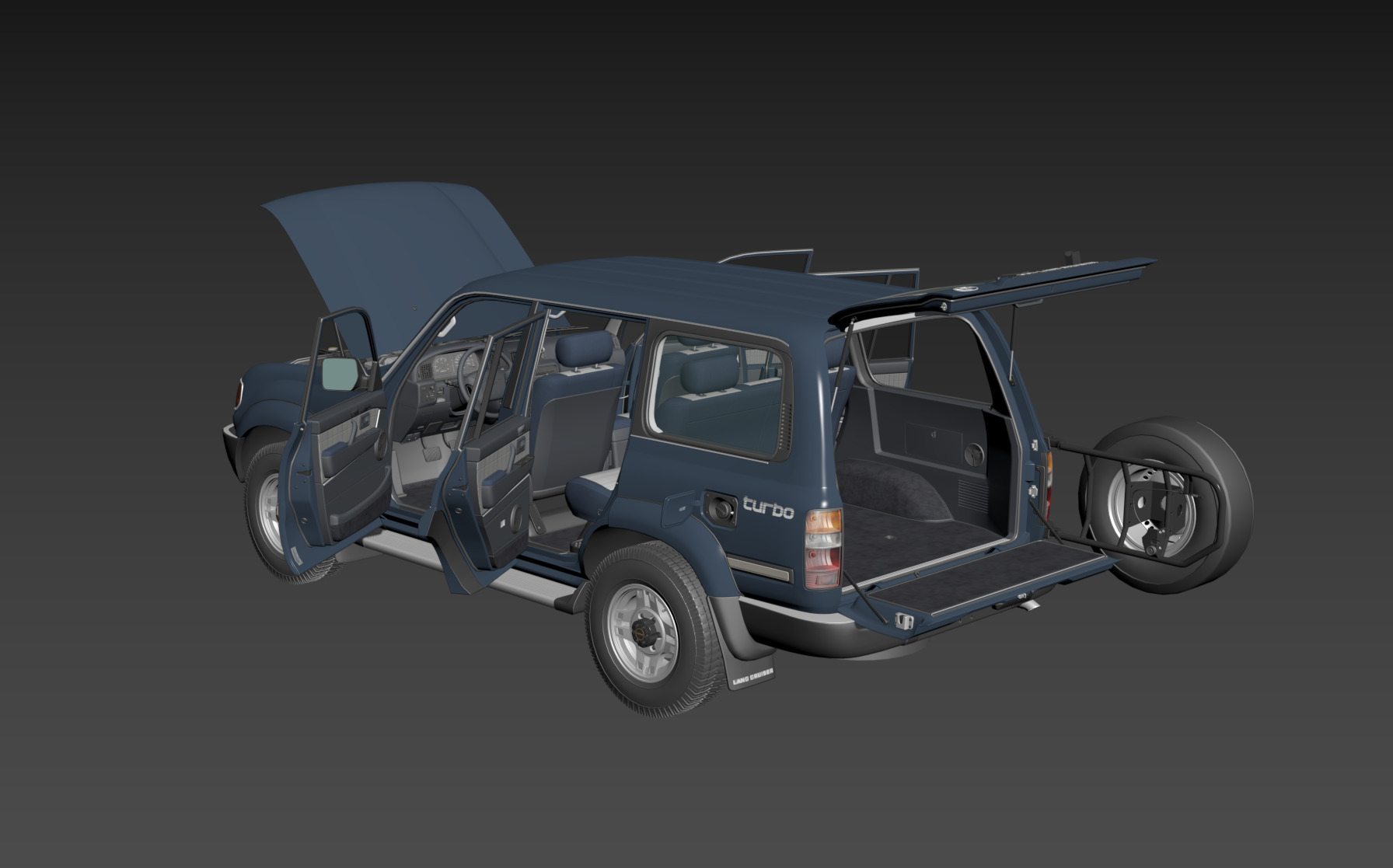 1997 Toyota Land Cruiser J80 Low-poly 3D model_6