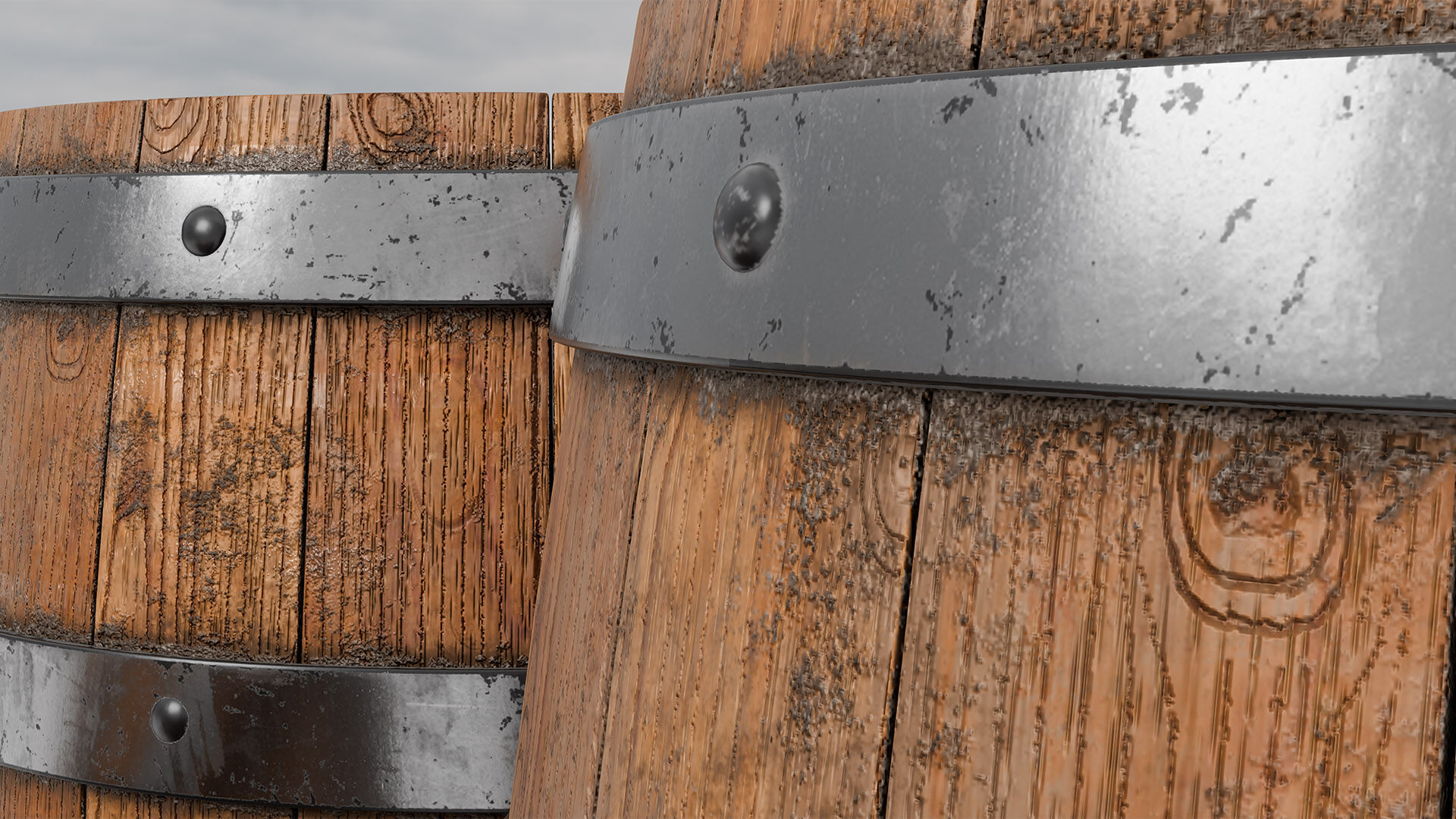 3D Barrel Model  Low-poly 3D model_3