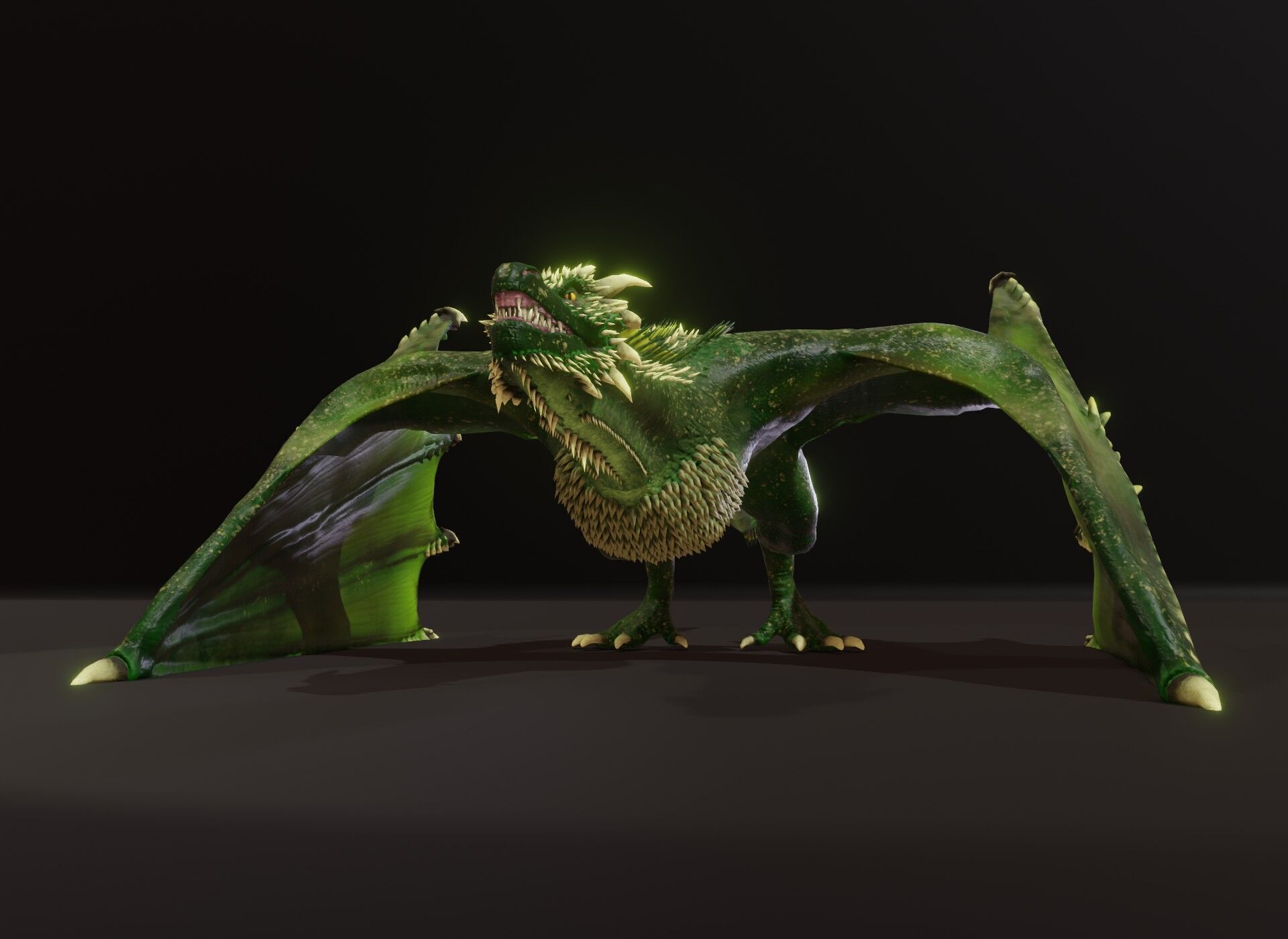 Realistic Green Wyvern Animated 3D Model Low-poly 3D model_10