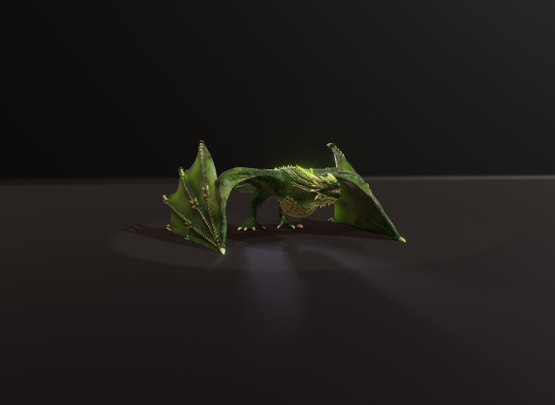 Realistic Green Wyvern Animated 3D Model Low-poly 3D model_18