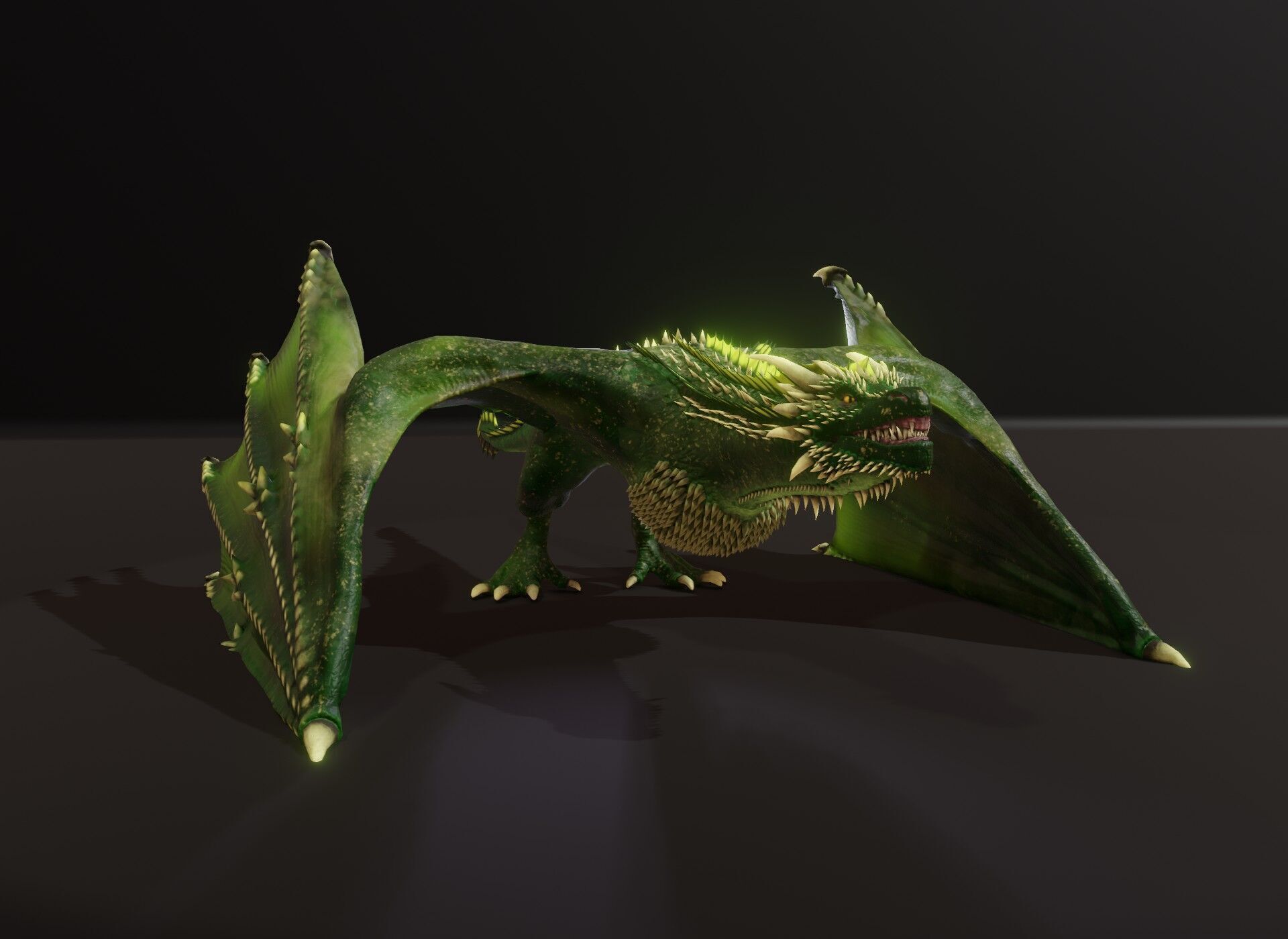 Realistic Green Wyvern Animated 3D Model Low-poly 3D model_8