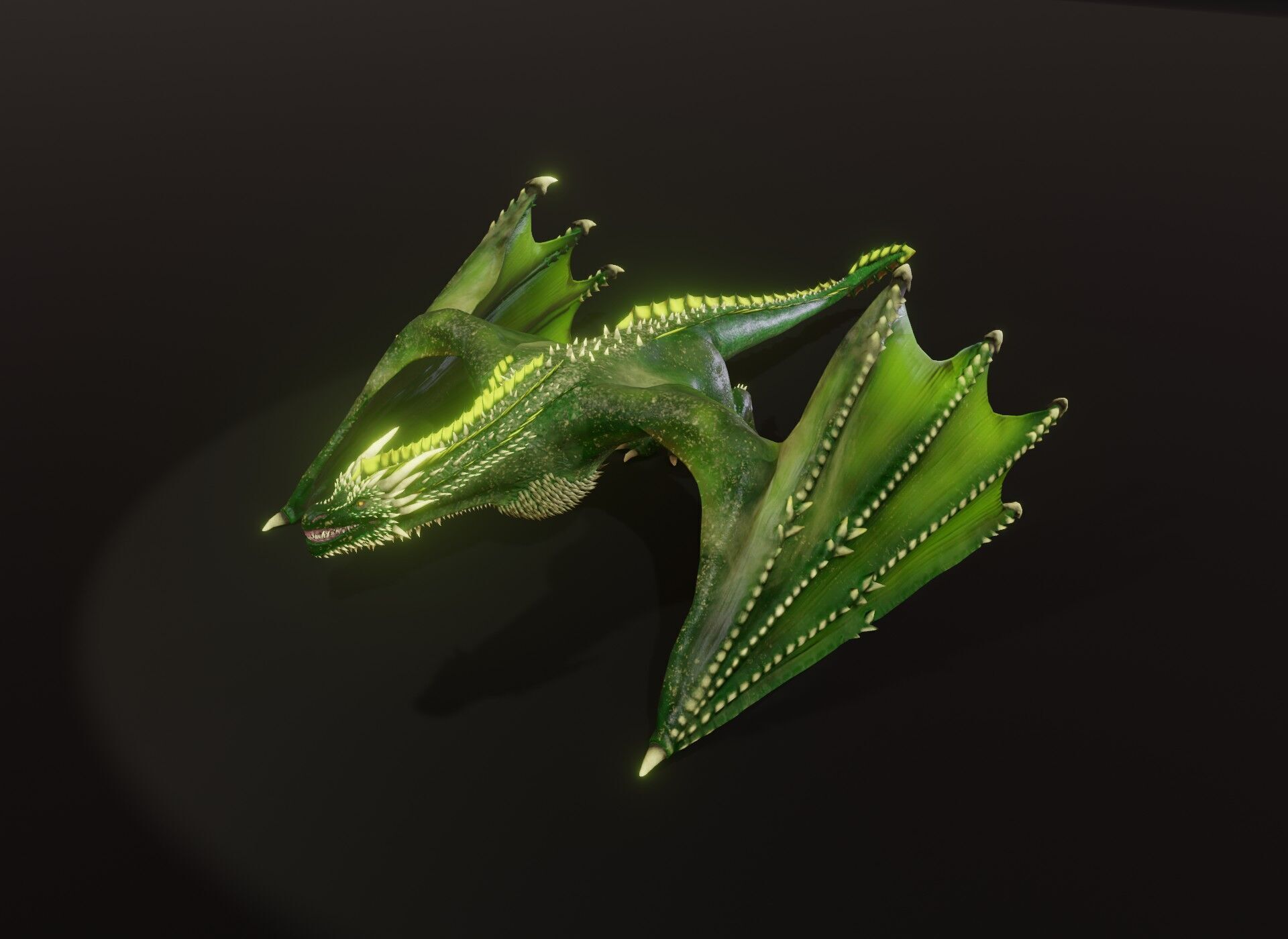 Realistic Green Wyvern Animated 3D Model Low-poly 3D model_6