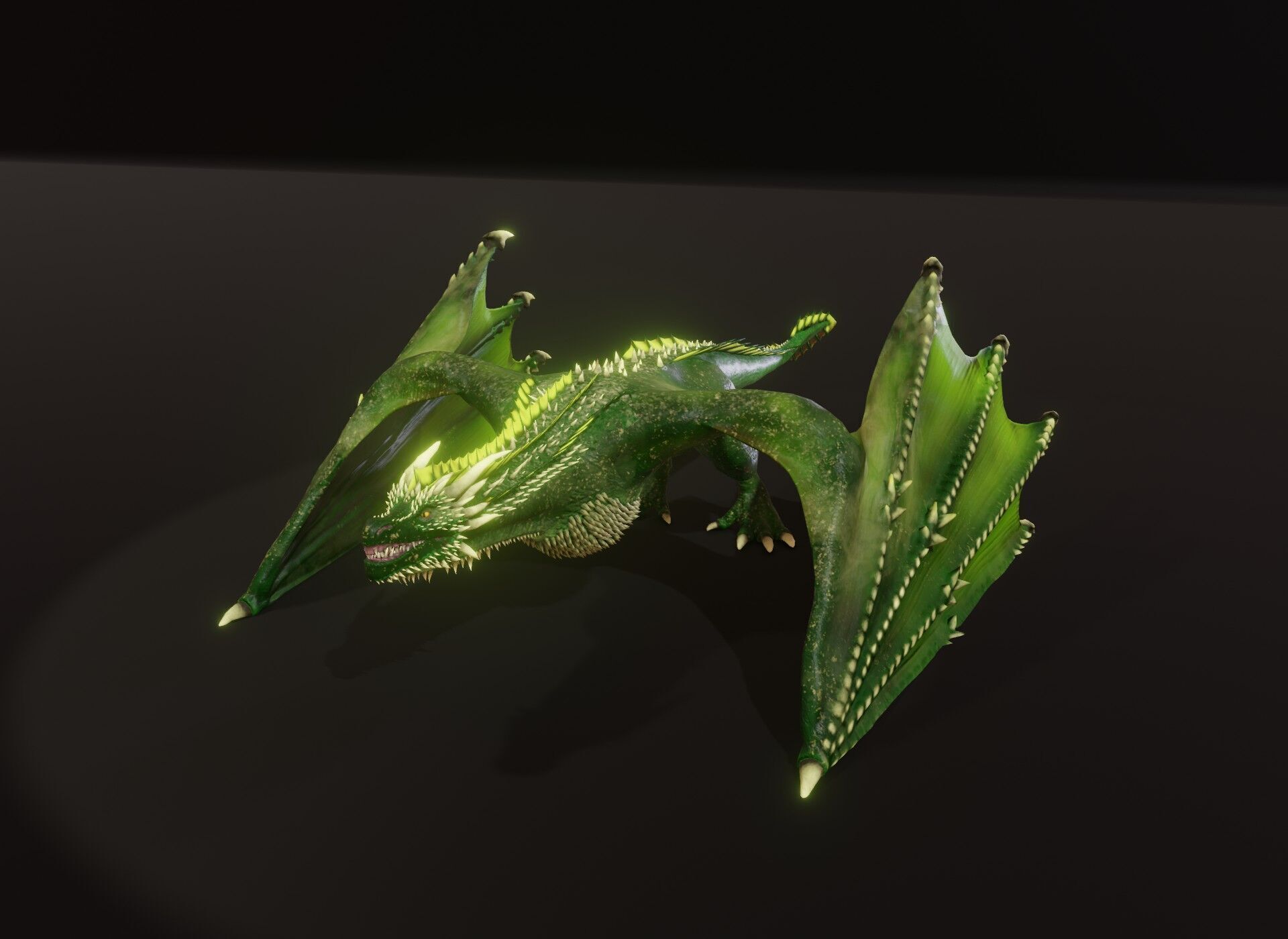 Realistic Green Wyvern Animated 3D Model Low-poly 3D model_19