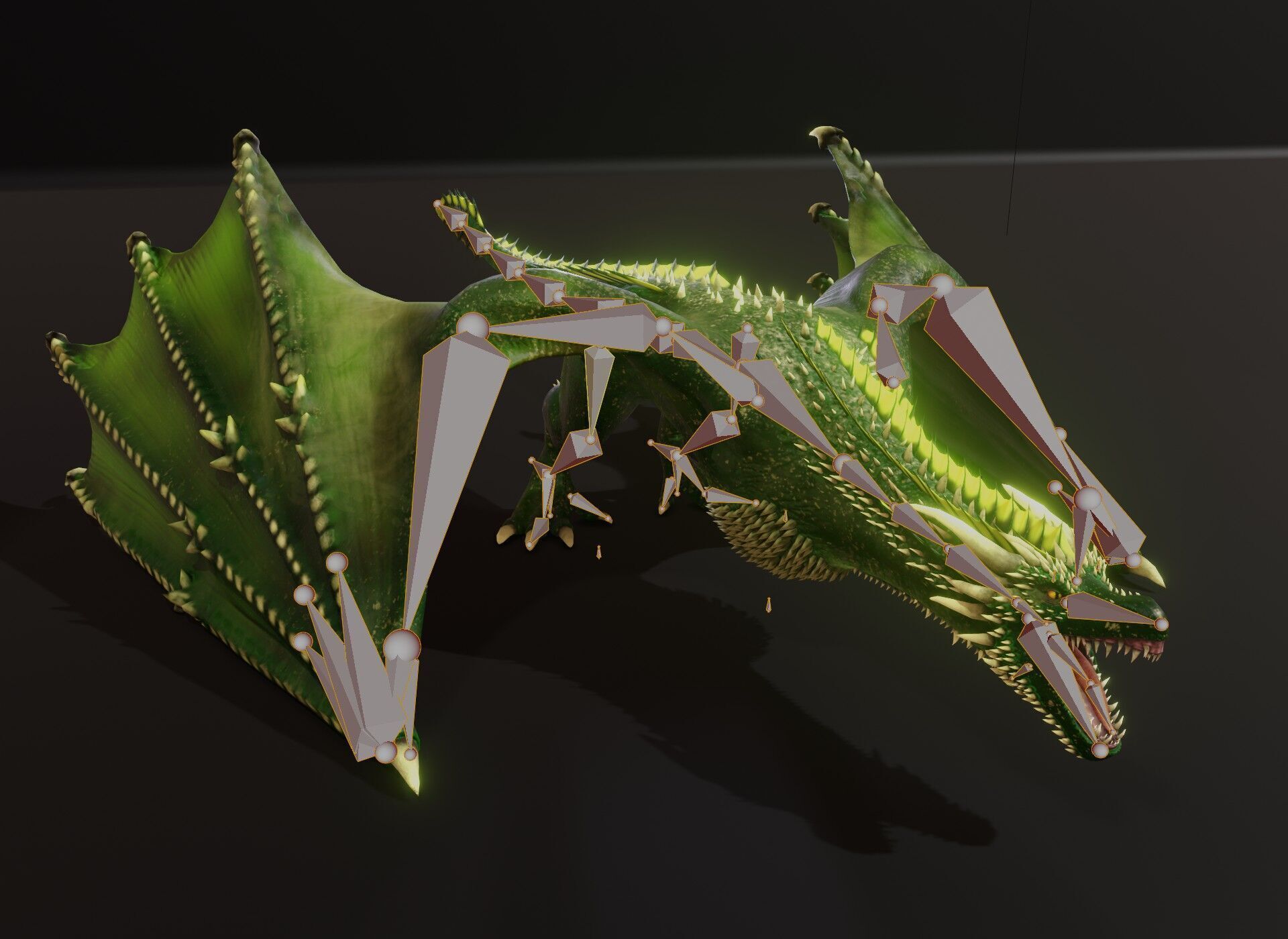 Realistic Green Wyvern Animated 3D Model Low-poly 3D model_24