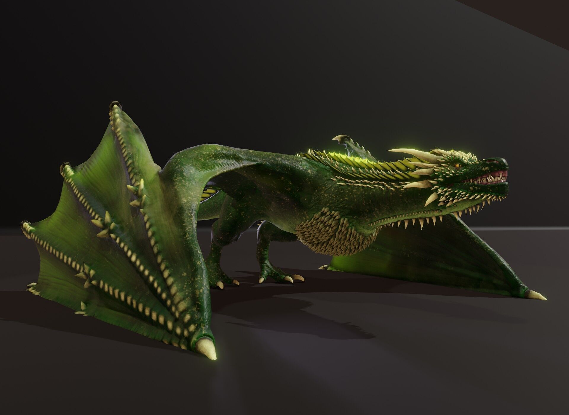 Realistic Green Wyvern Animated 3D Model Low-poly 3D model_13