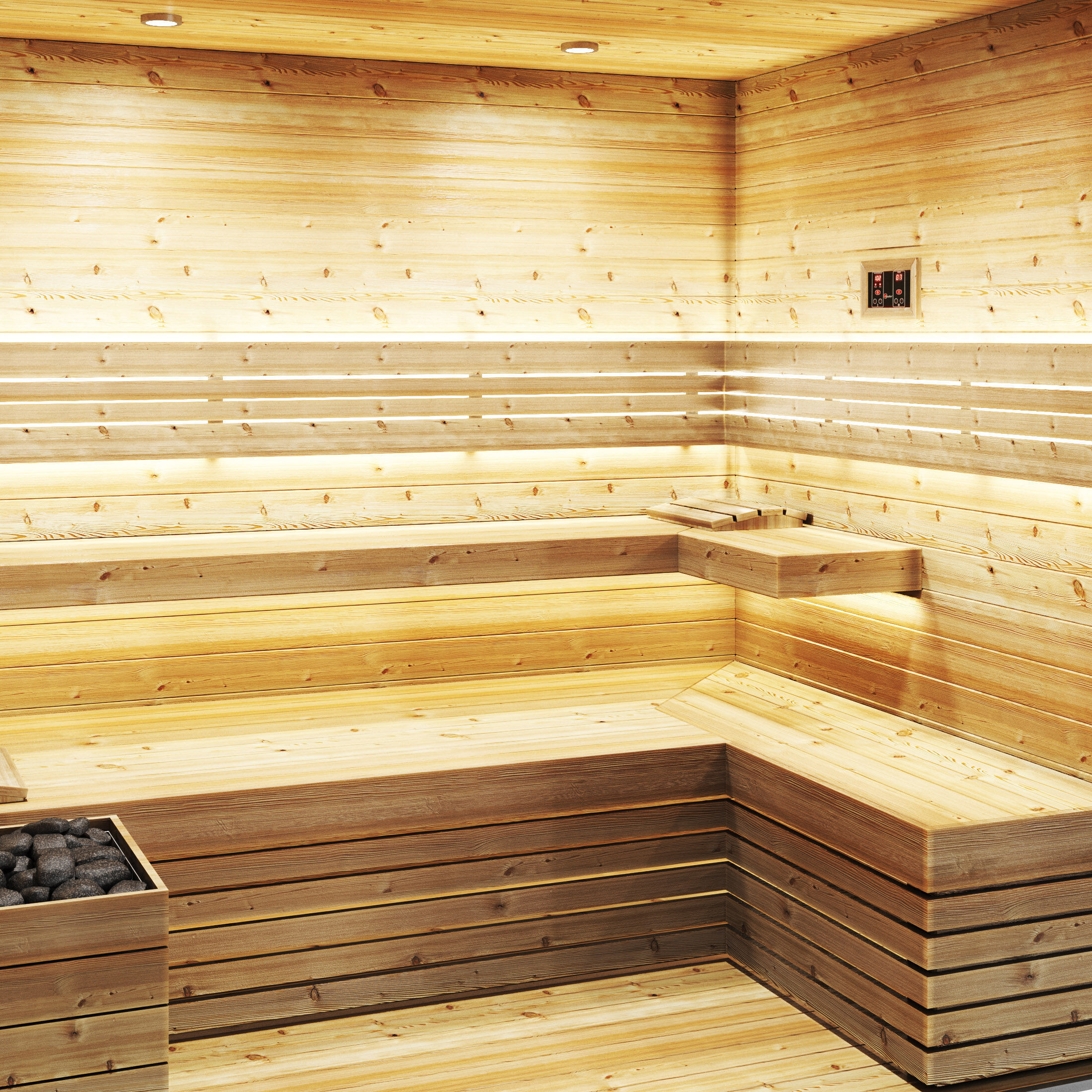 sauna 02 steamroom Low-poly 3D model_7
