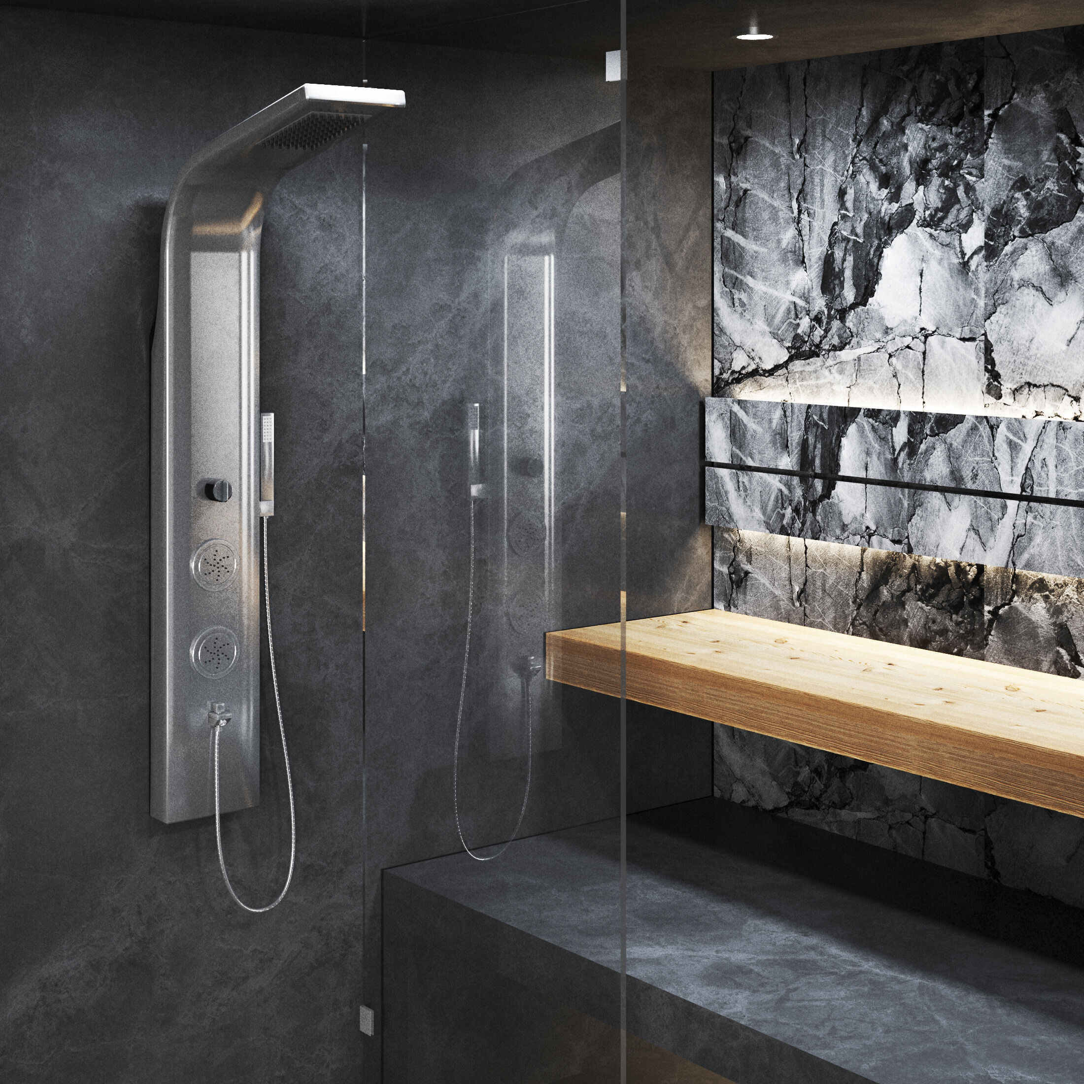 sauna 02 steamroom Low-poly 3D model_3