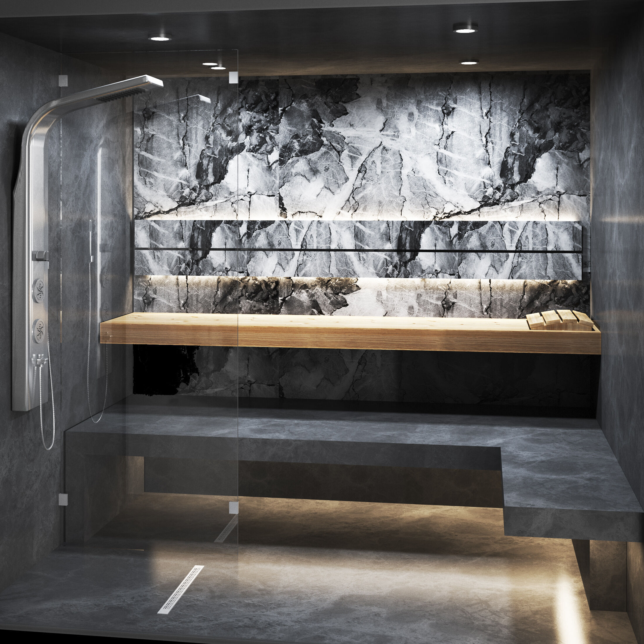 sauna 02 steamroom Low-poly 3D model_2