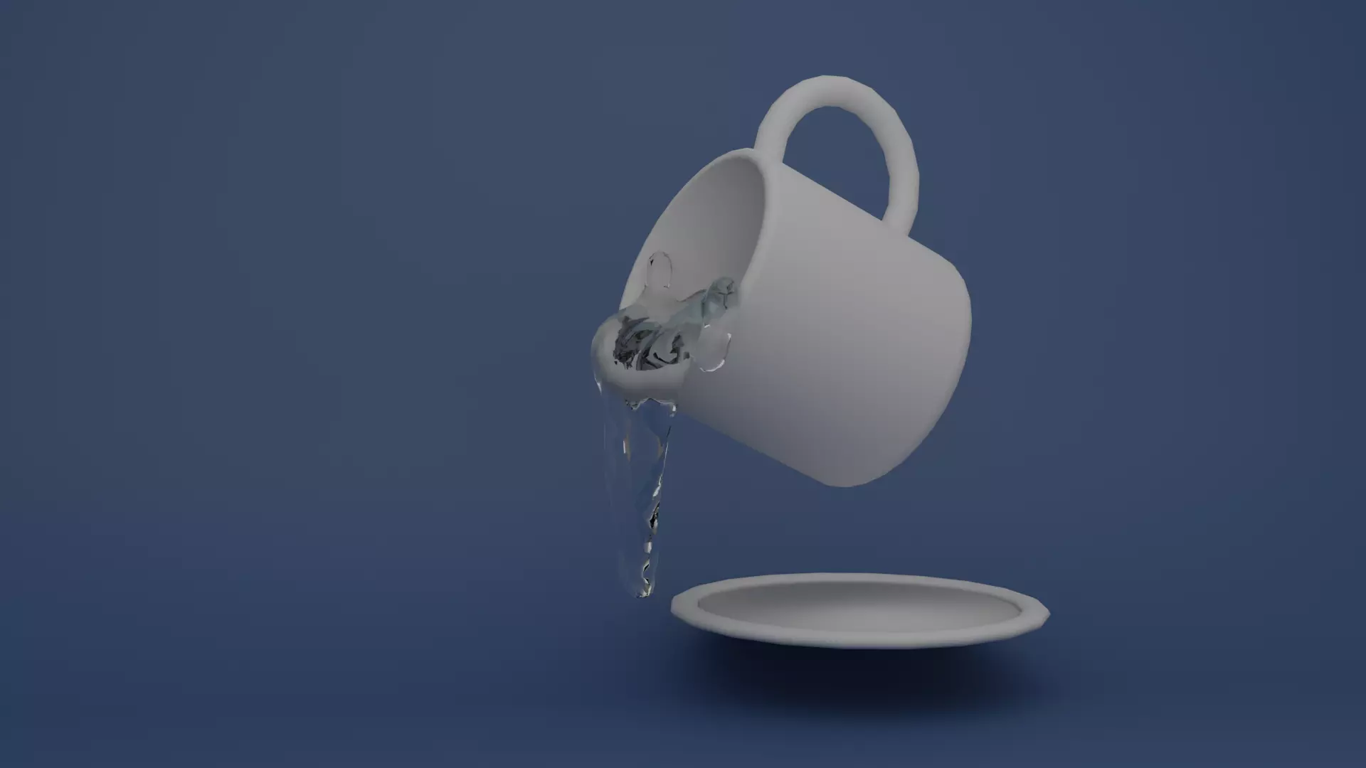 Spilled Cup with Fluid Simulation Free low-poly 3D model