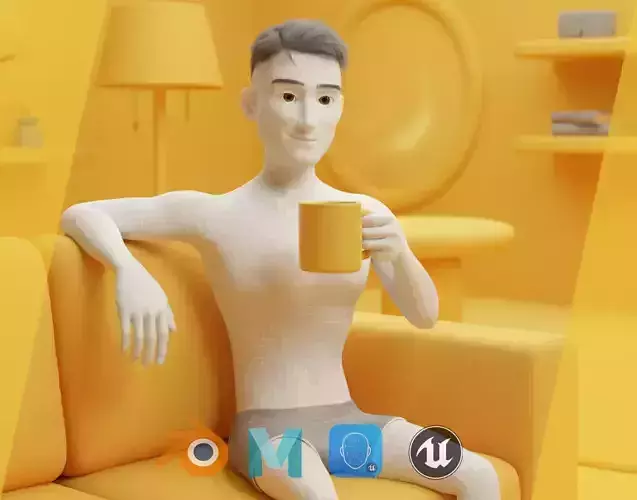 Free Stylized Cartoon Male Rigged Toon Young Man Low-poly 3D model