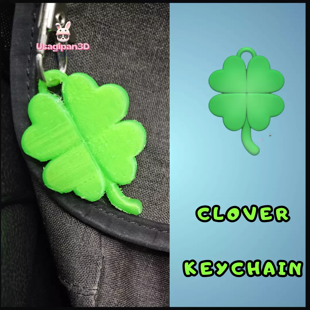 Clover Keychain 3D print model_0