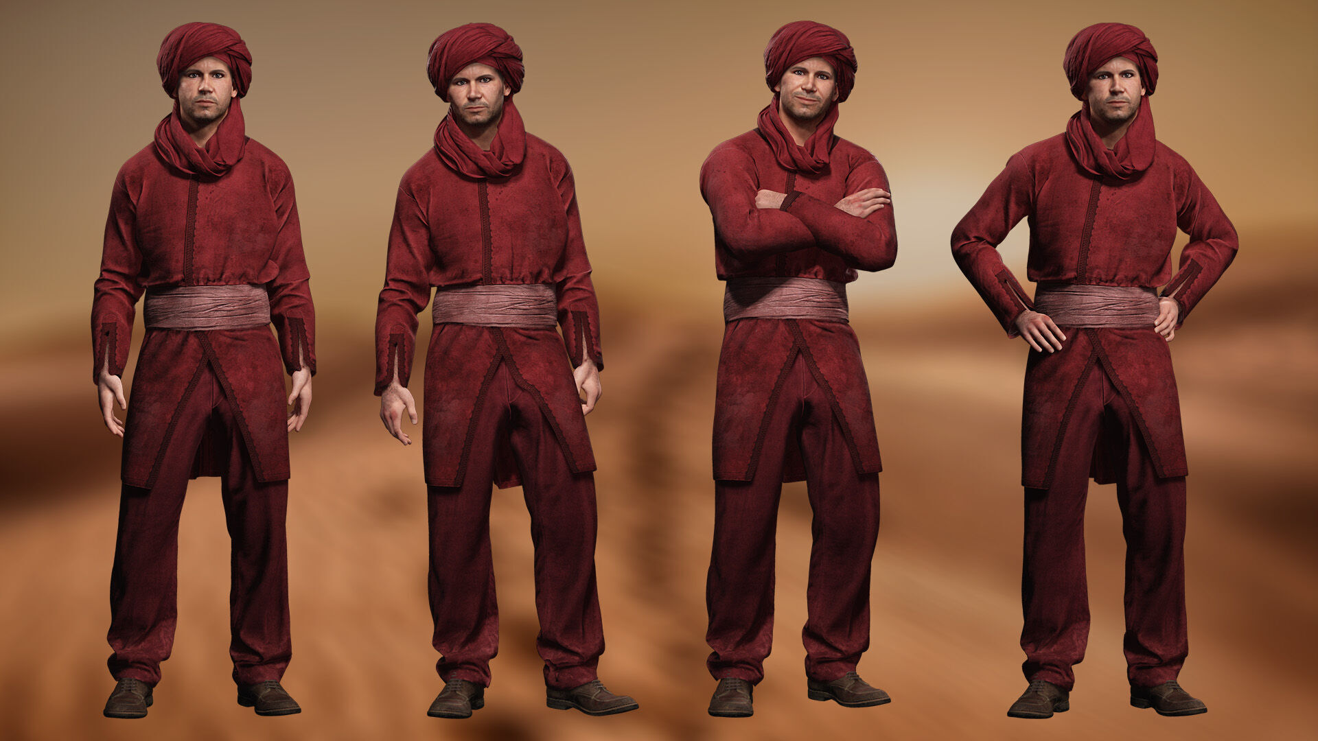 Traditional Moroccan Robe Turban High-Quality  Low-poly 3D model_2