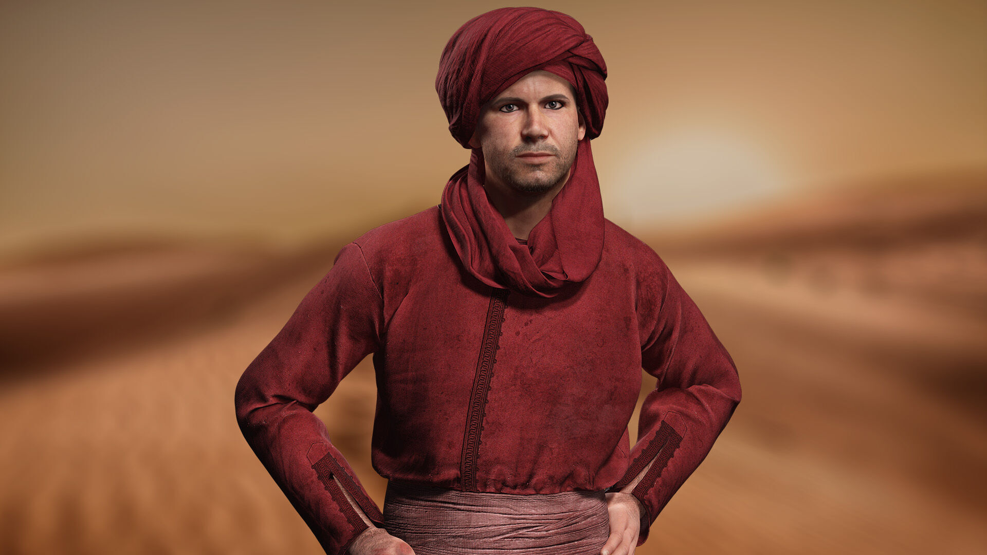 Traditional Moroccan Robe Turban High-Quality  Low-poly 3D model_3