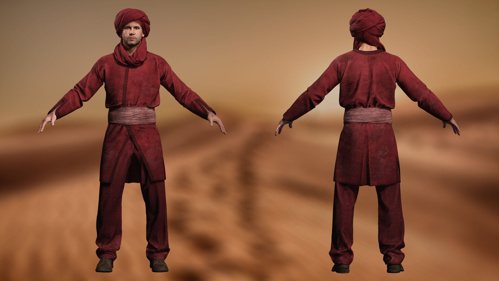 Traditional Moroccan Robe Turban High-Quality  Low-poly 3D model_4