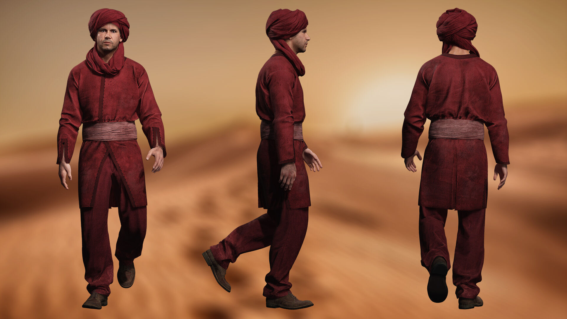 Traditional Moroccan Robe Turban High-Quality  Low-poly 3D model_5