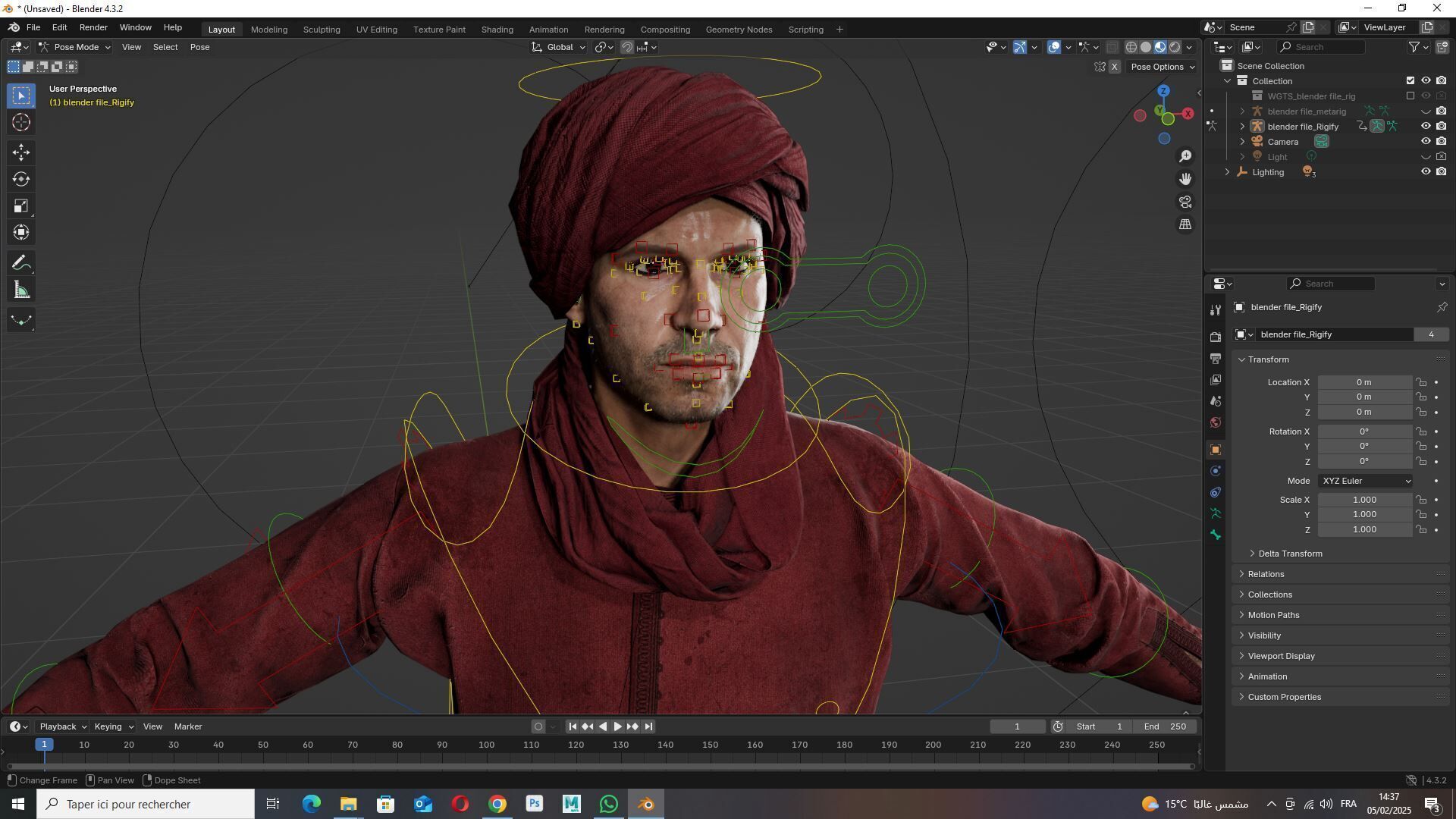 Traditional Moroccan Robe Turban High-Quality  Low-poly 3D model_16