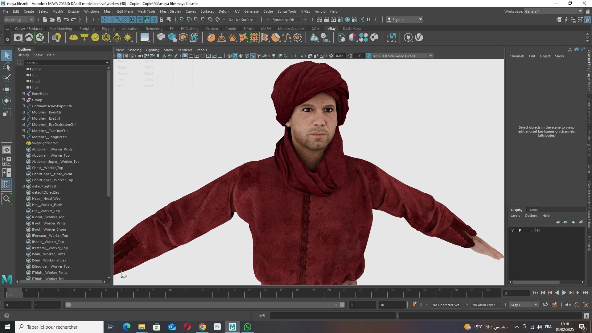 Traditional Moroccan Robe Turban High-Quality  Low-poly 3D model_13