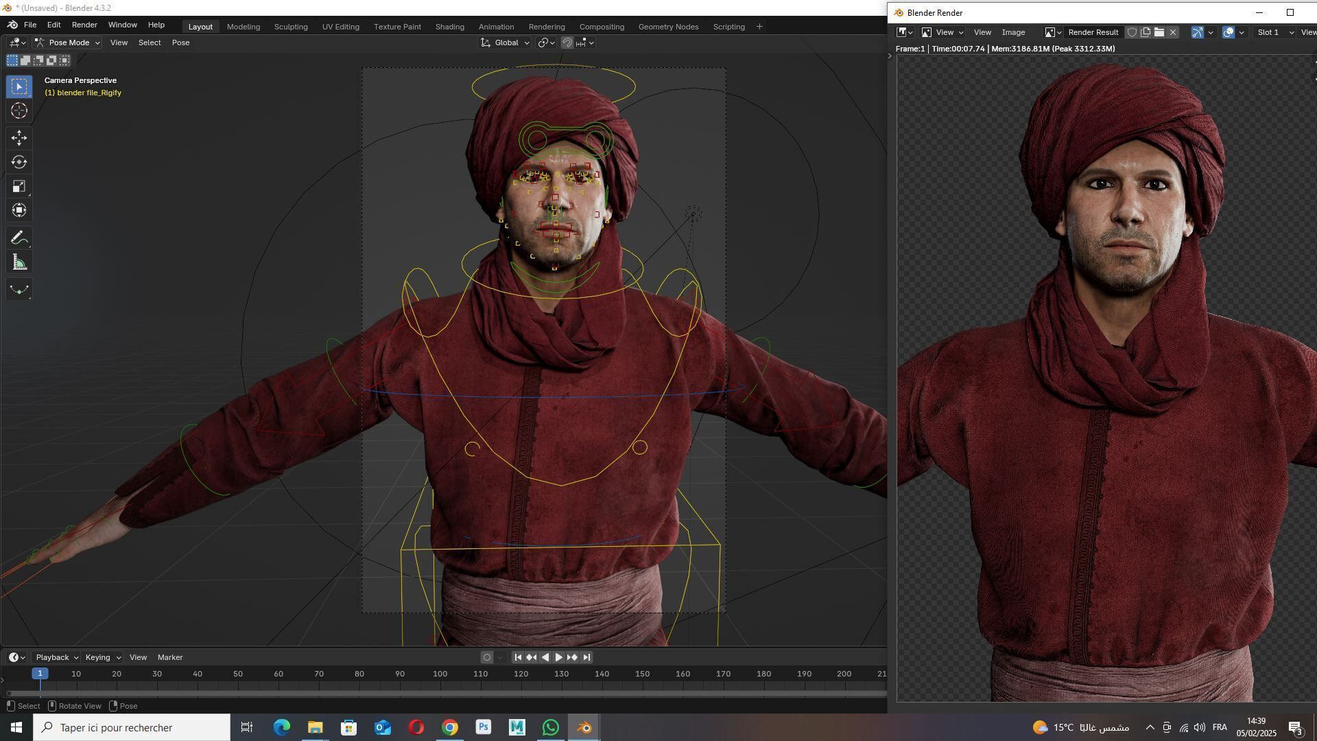 Traditional Moroccan Robe Turban High-Quality  Low-poly 3D model_17