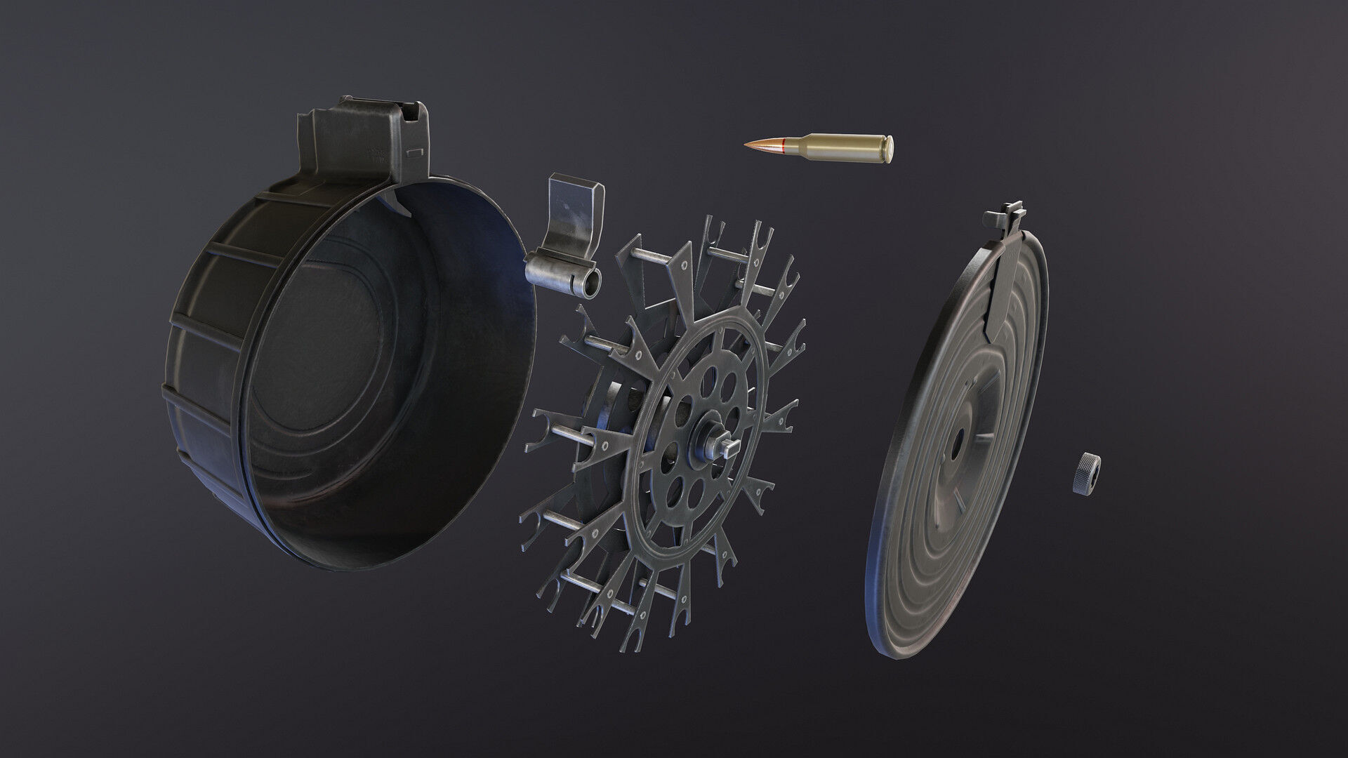 RPK 16 Drum Magazine Low-poly 3D model_9