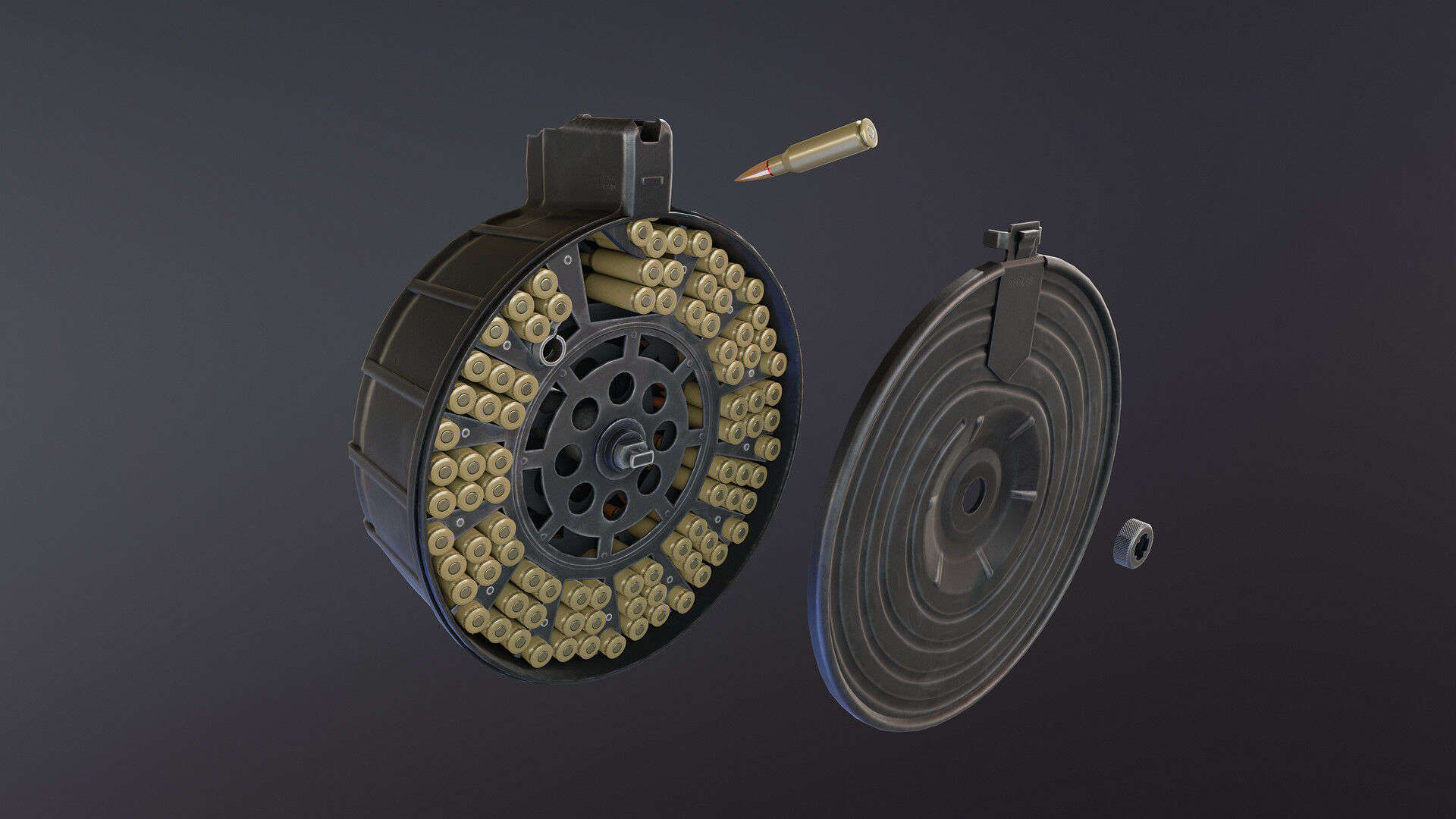 RPK 16 Drum Magazine Low-poly 3D model_8