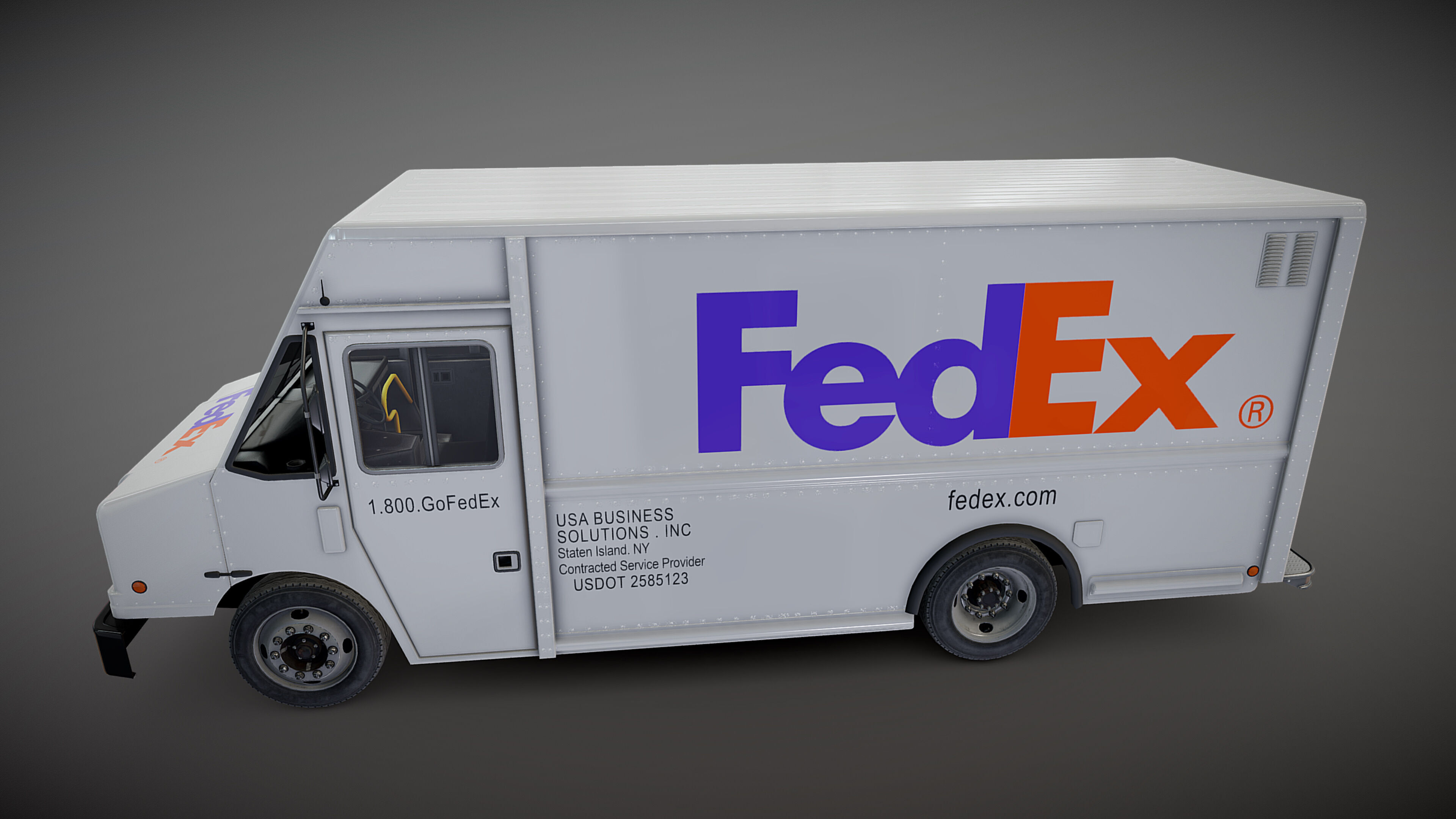 FedEx boxvan Low-poly 3D model_21