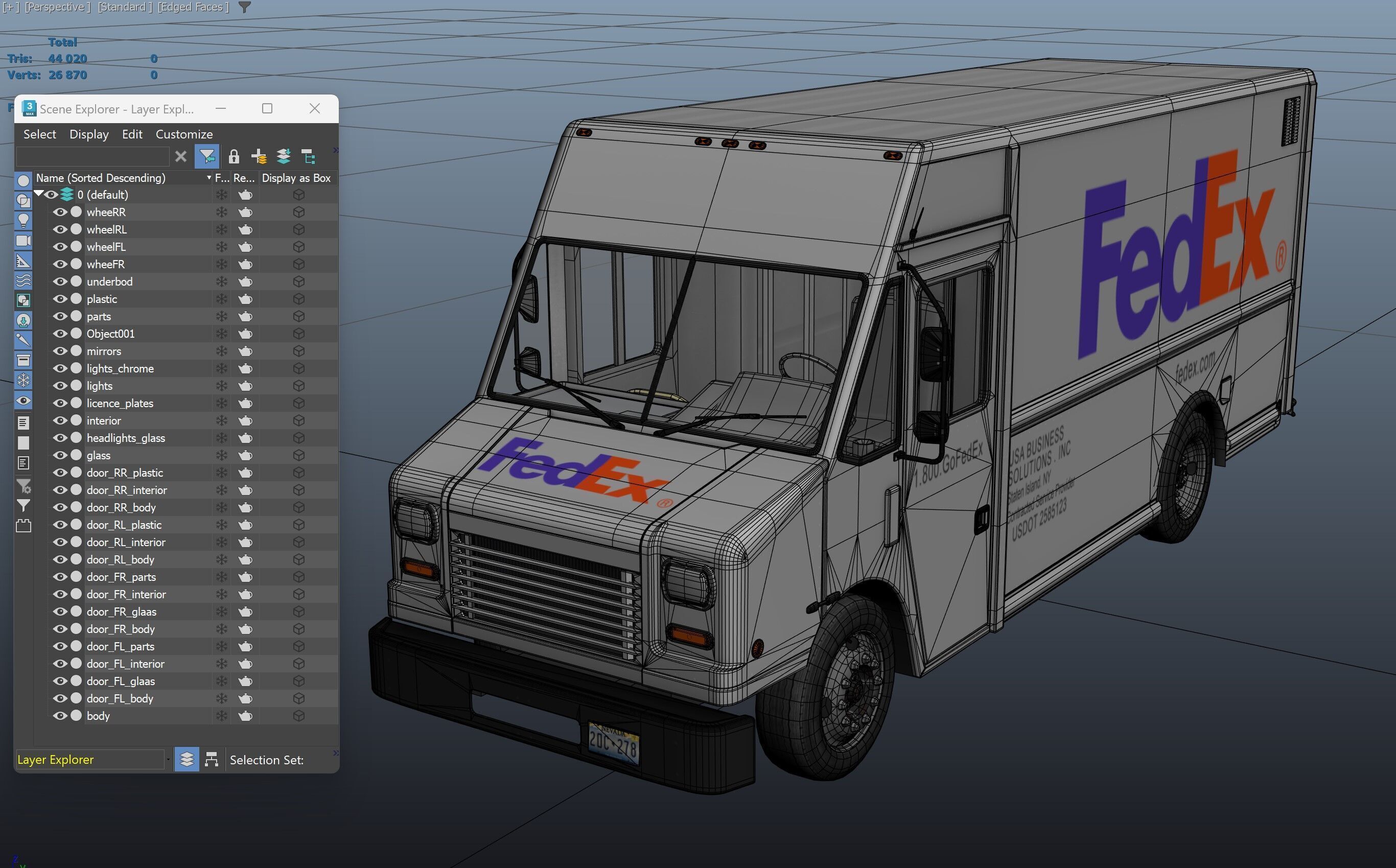 FedEx boxvan Low-poly 3D model_39