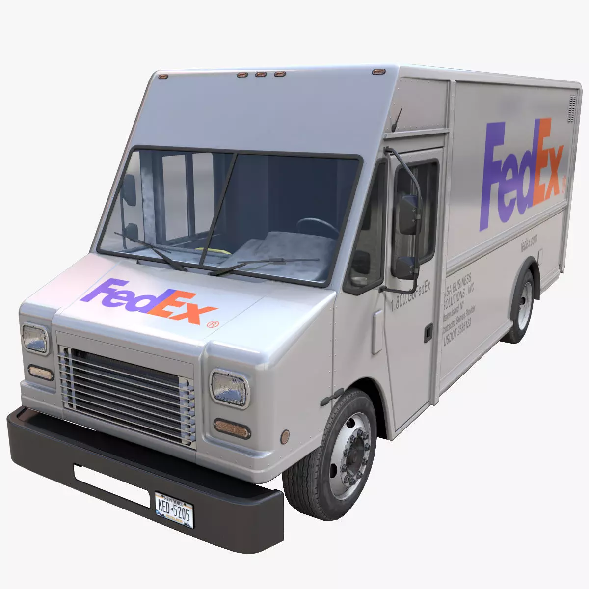 FedEx boxvan Low-poly 3D model_0
