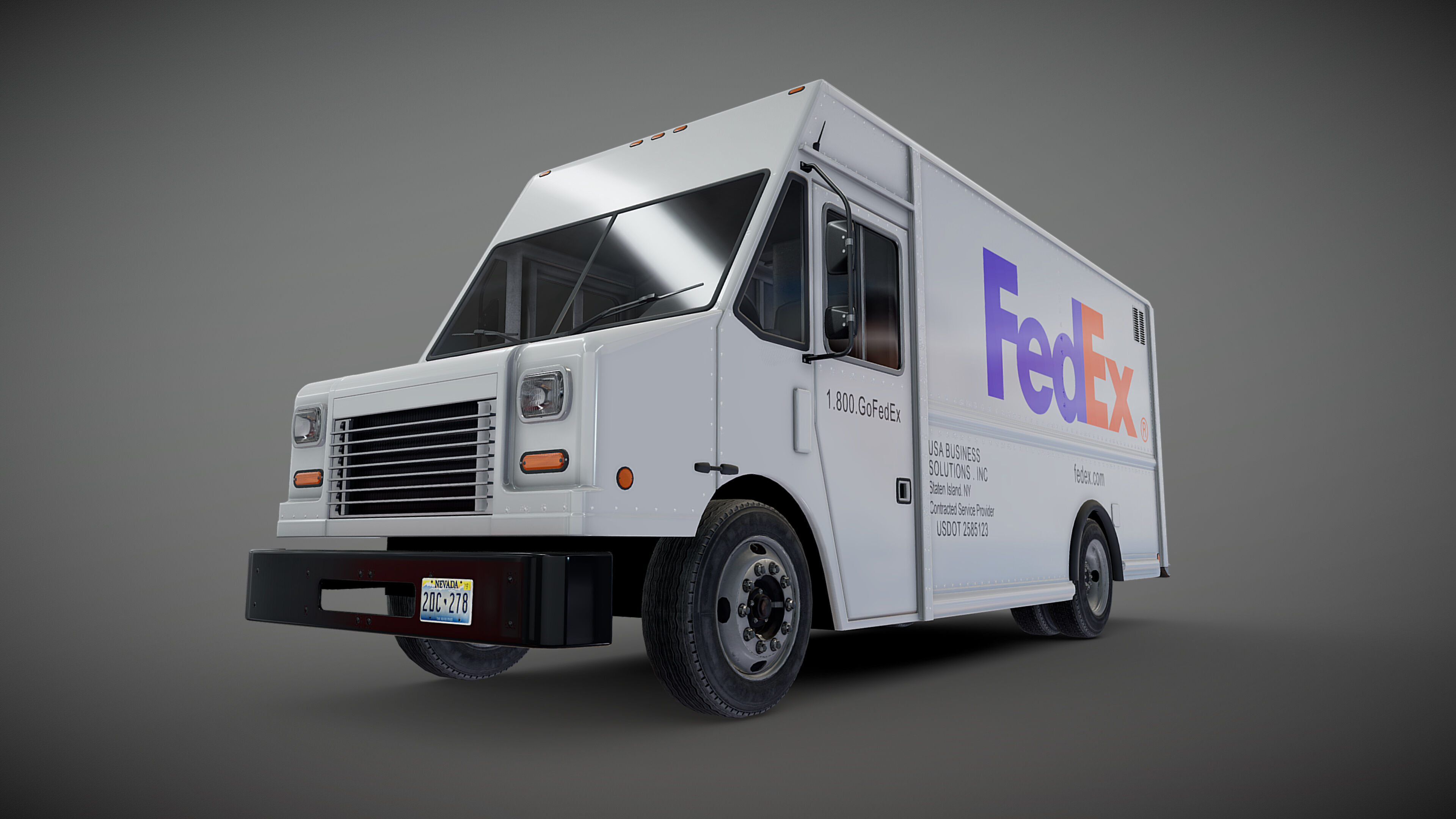 FedEx boxvan Low-poly 3D model_22