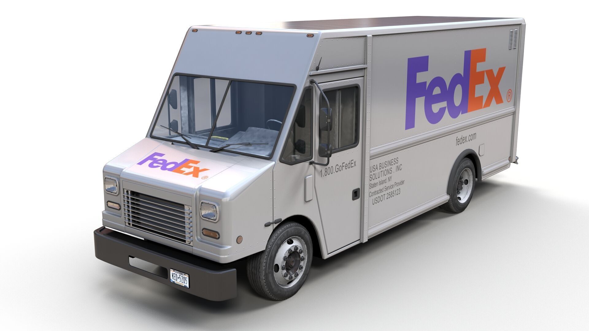 FedEx boxvan Low-poly 3D model_1