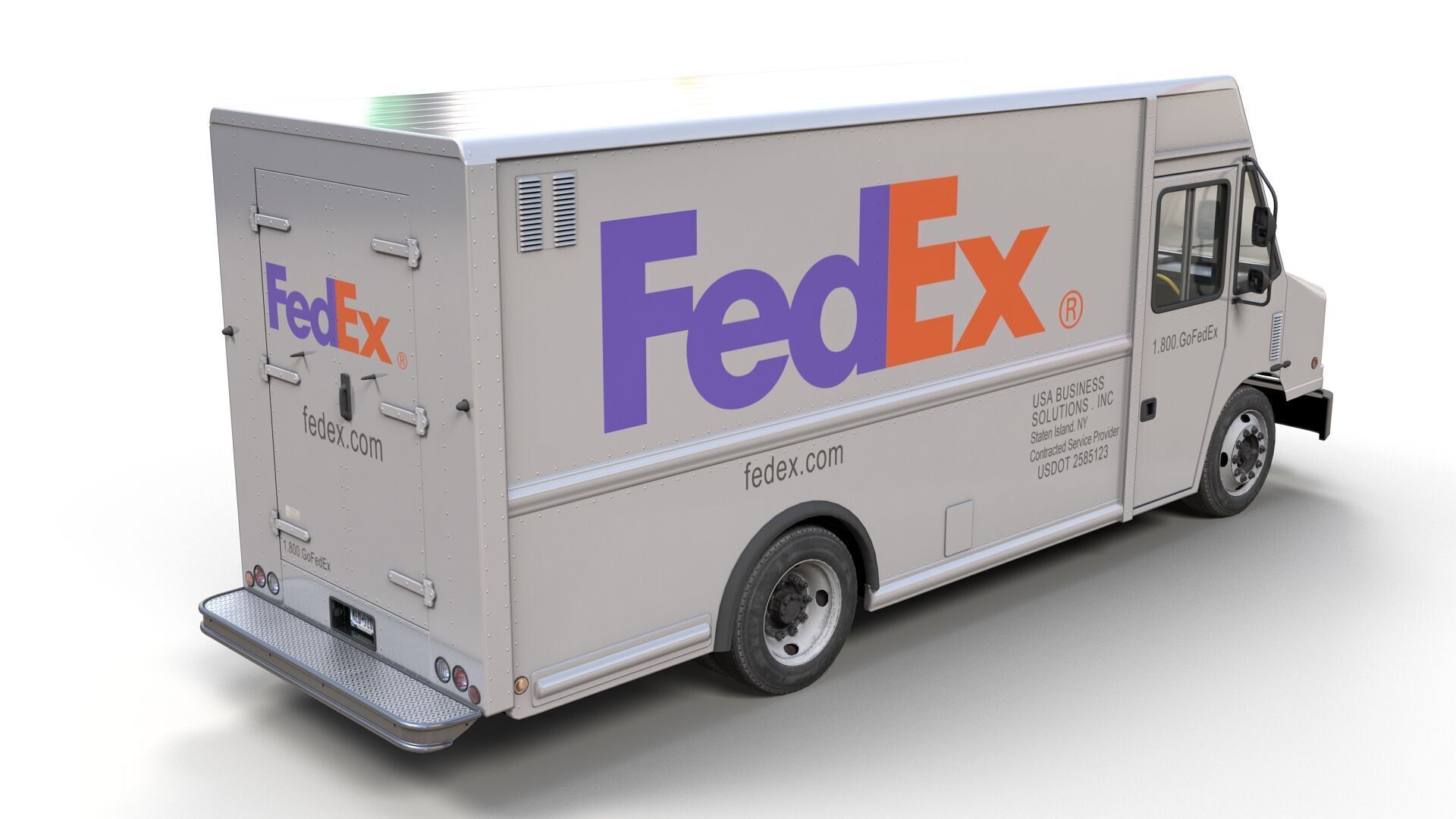 FedEx boxvan Low-poly 3D model_2