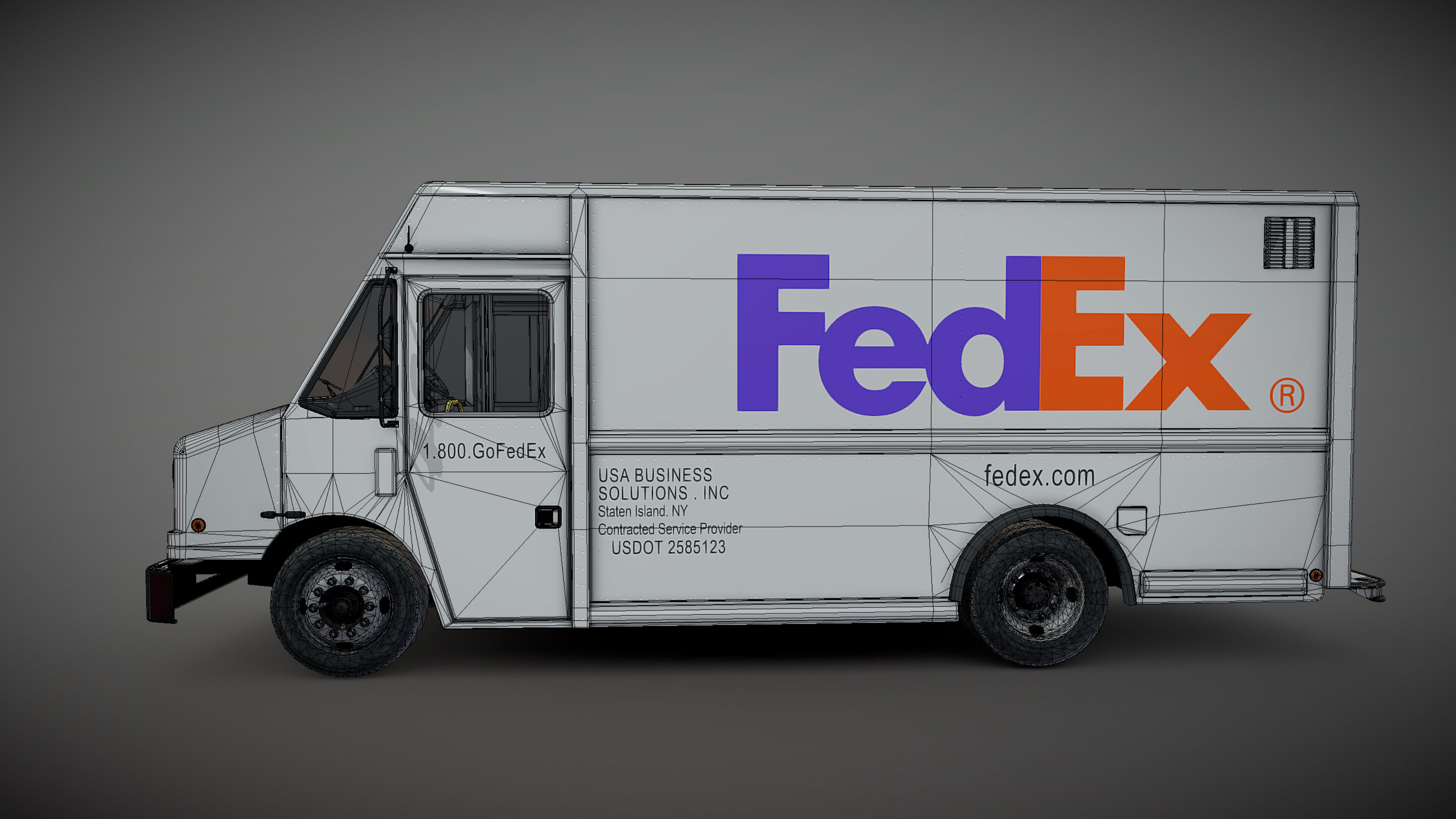 FedEx boxvan Low-poly 3D model_27