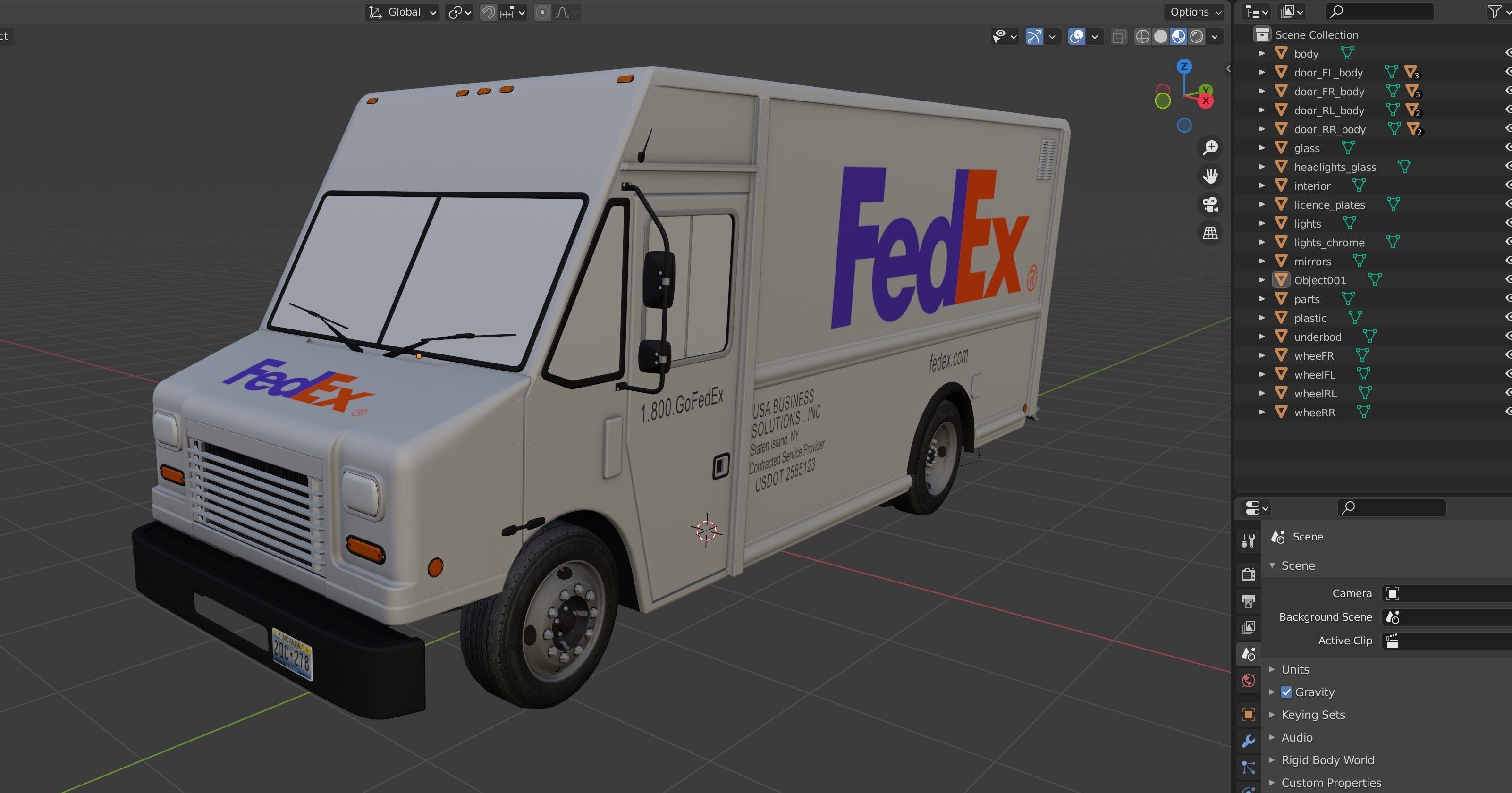 FedEx boxvan Low-poly 3D model_42