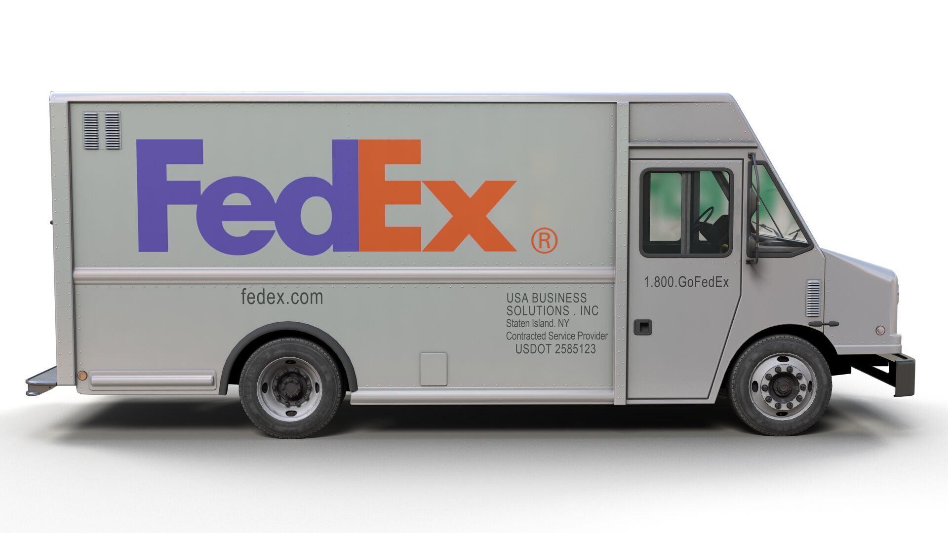 FedEx boxvan Low-poly 3D model_3