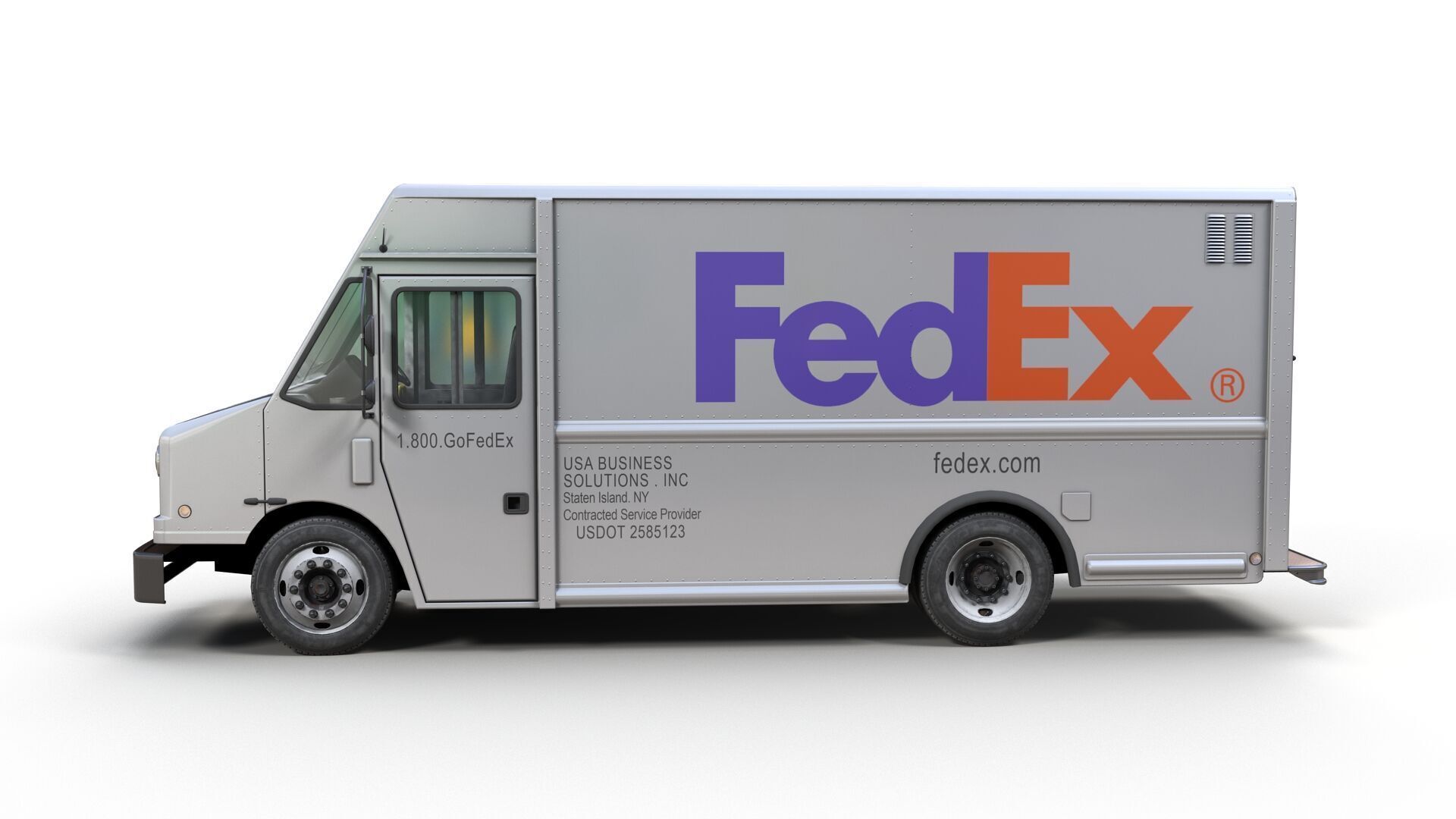 FedEx boxvan Low-poly 3D model_5