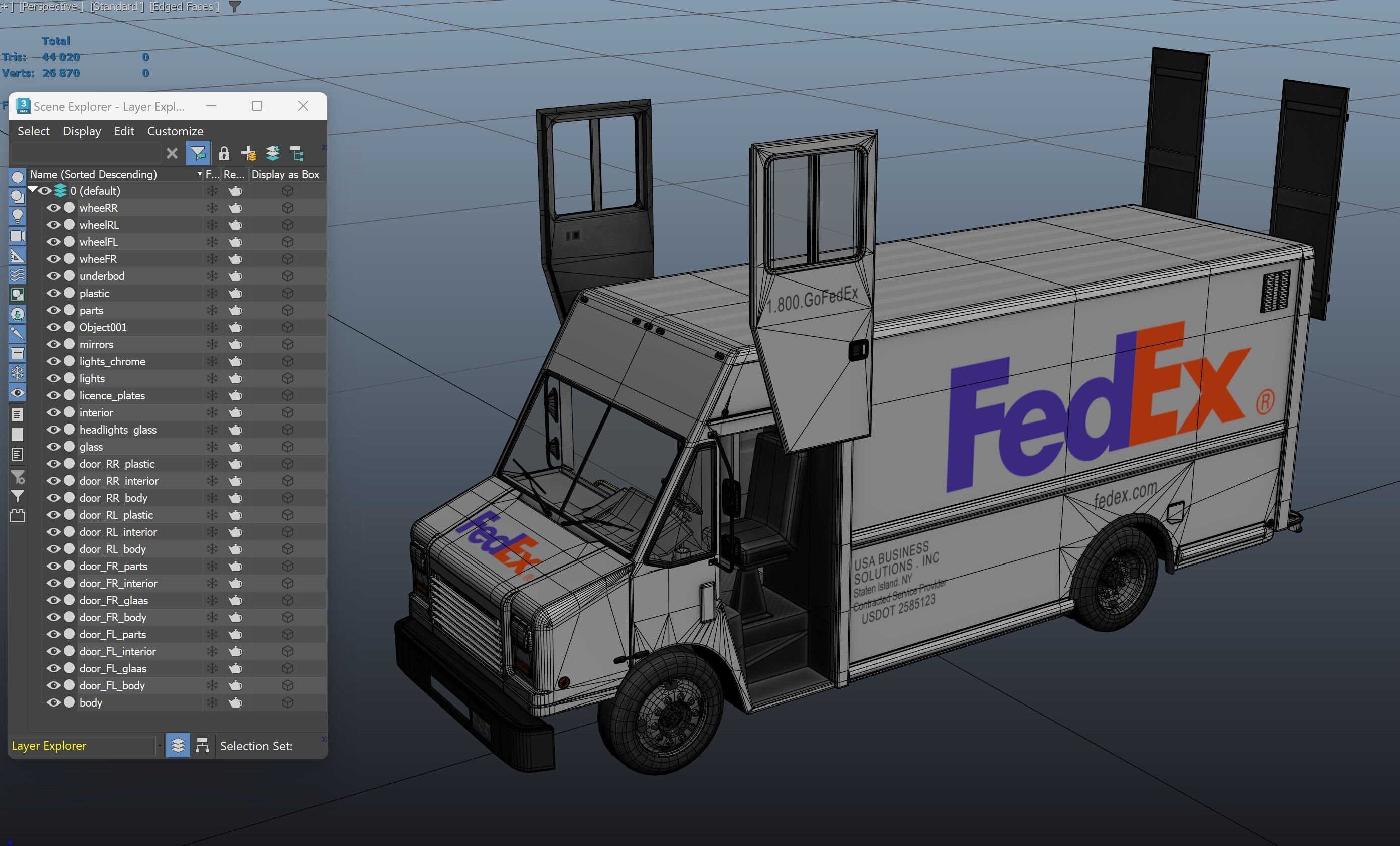 FedEx boxvan Low-poly 3D model_41