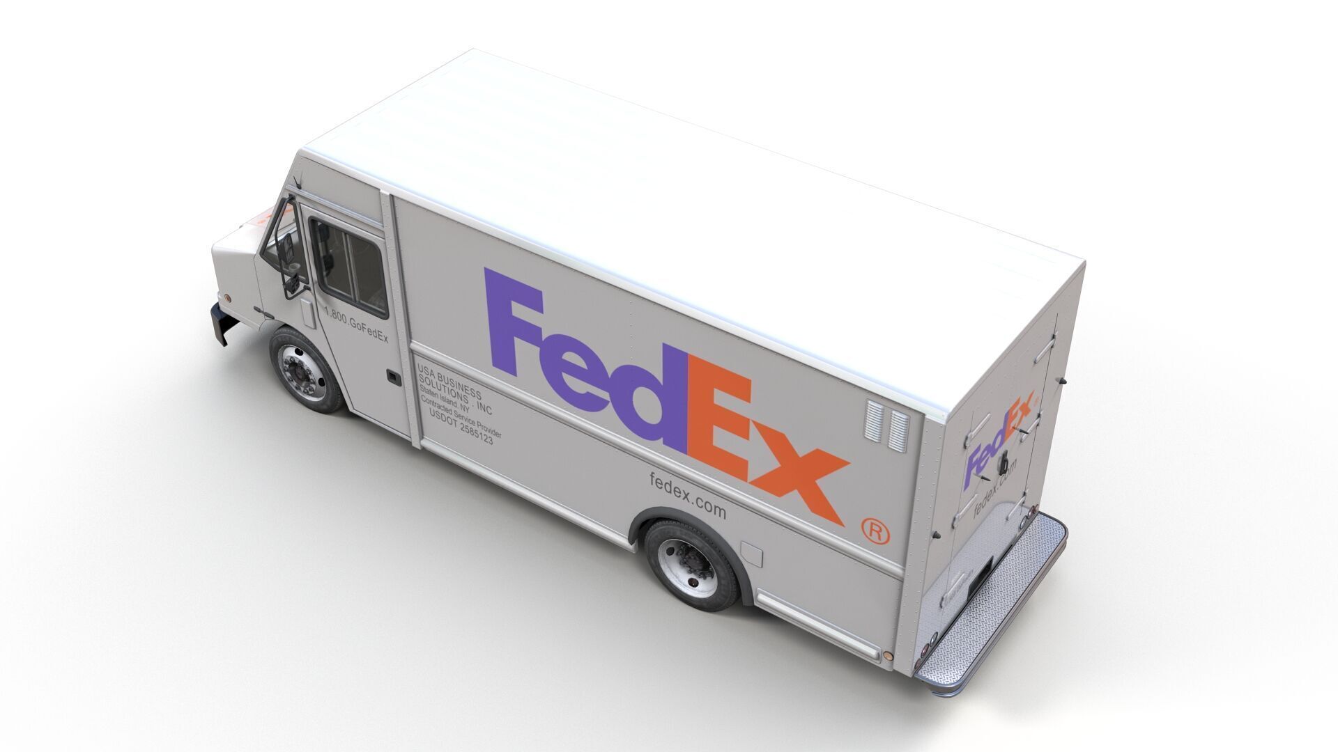 FedEx boxvan Low-poly 3D model_4