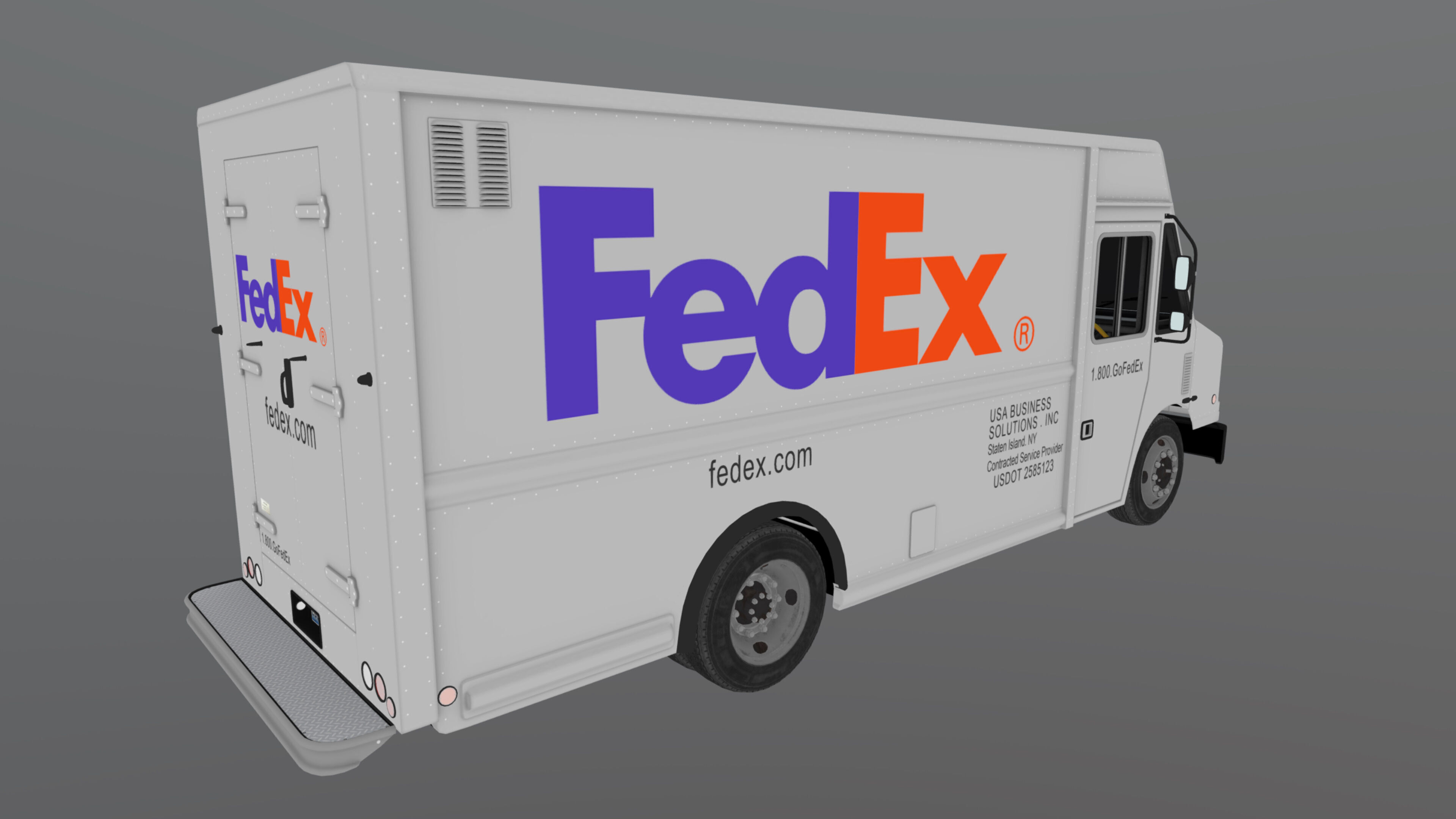 FedEx boxvan Low-poly 3D model_37