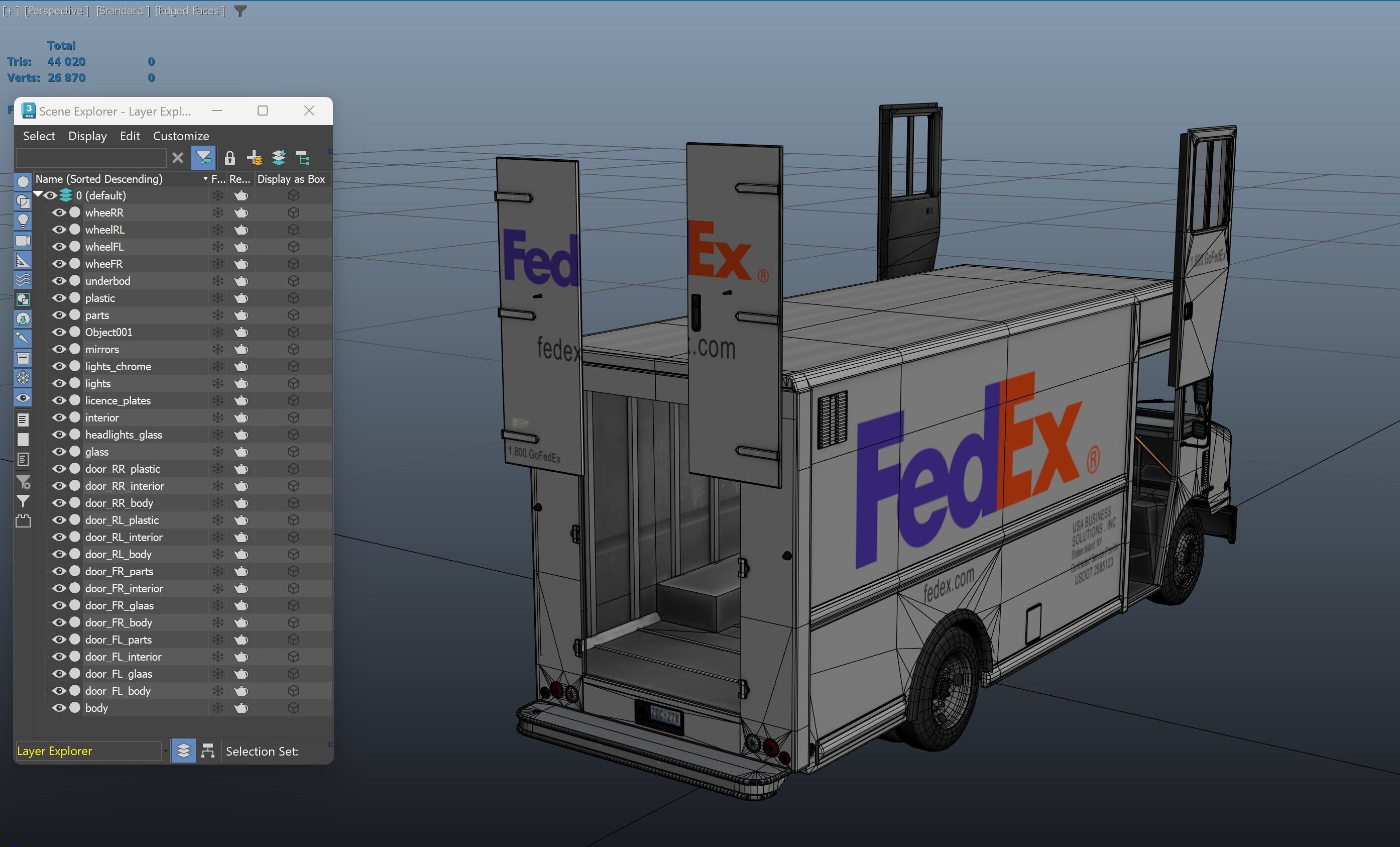 FedEx boxvan Low-poly 3D model_40