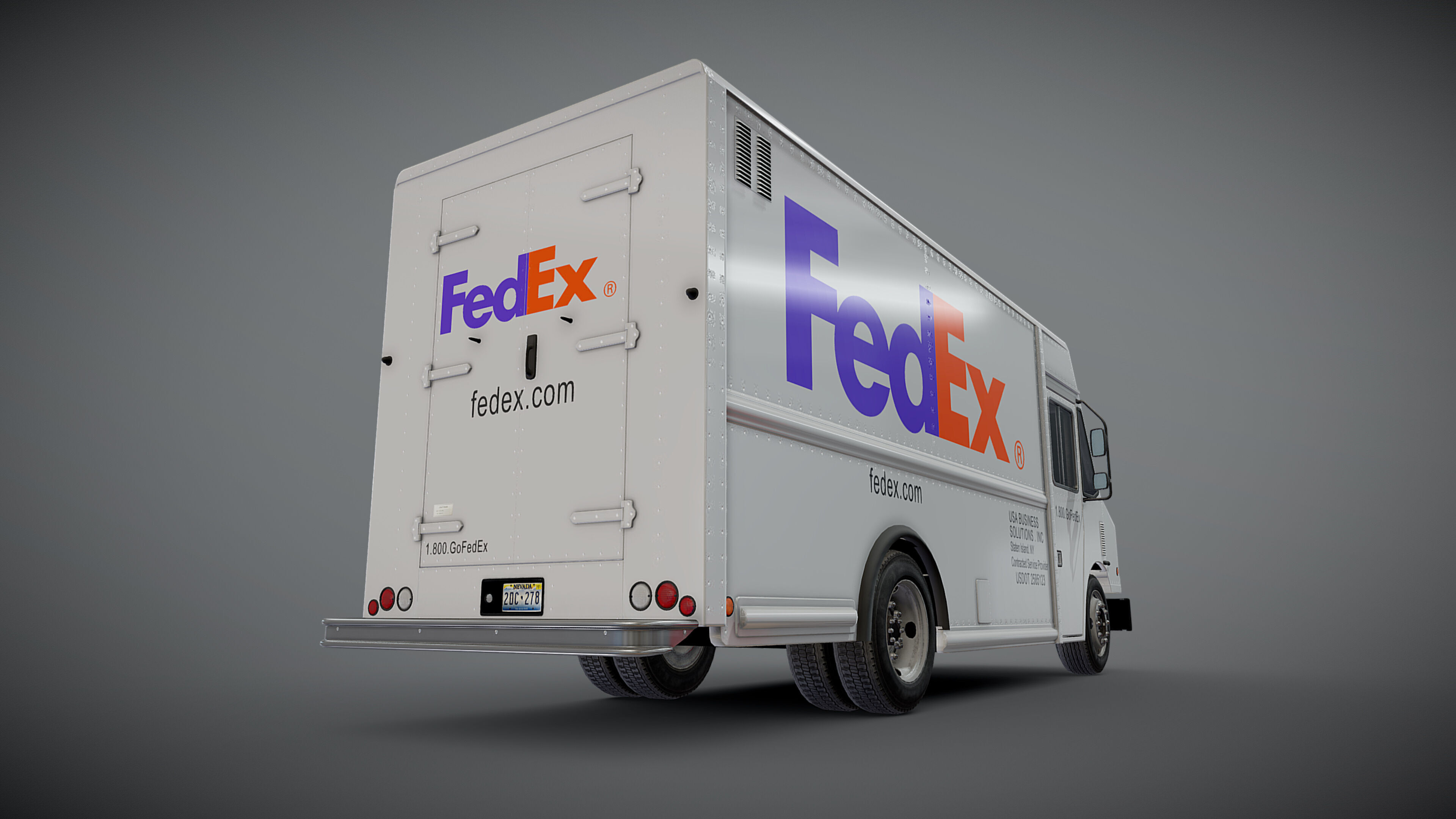 FedEx boxvan Low-poly 3D model_23