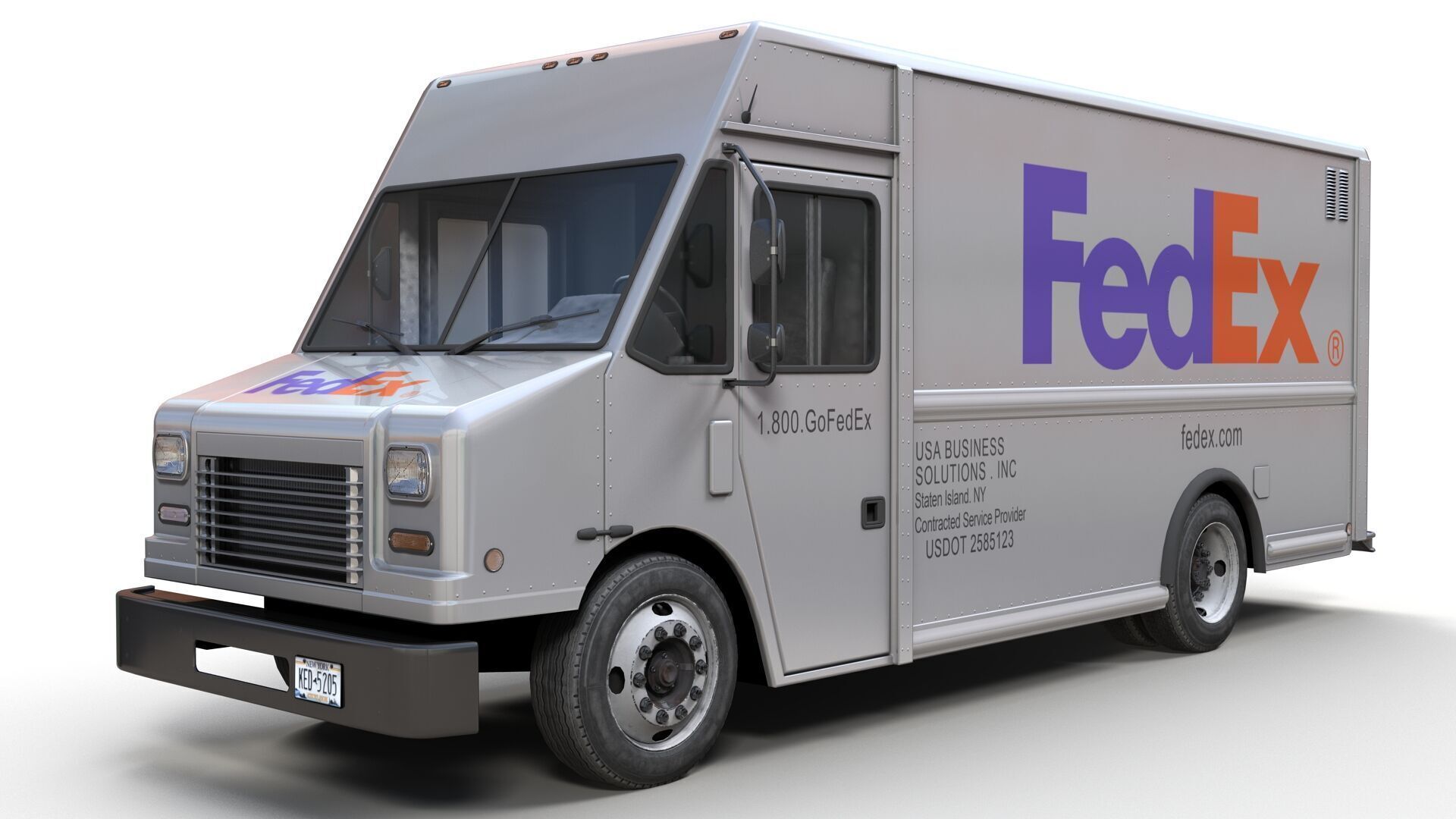 FedEx boxvan Low-poly 3D model_7