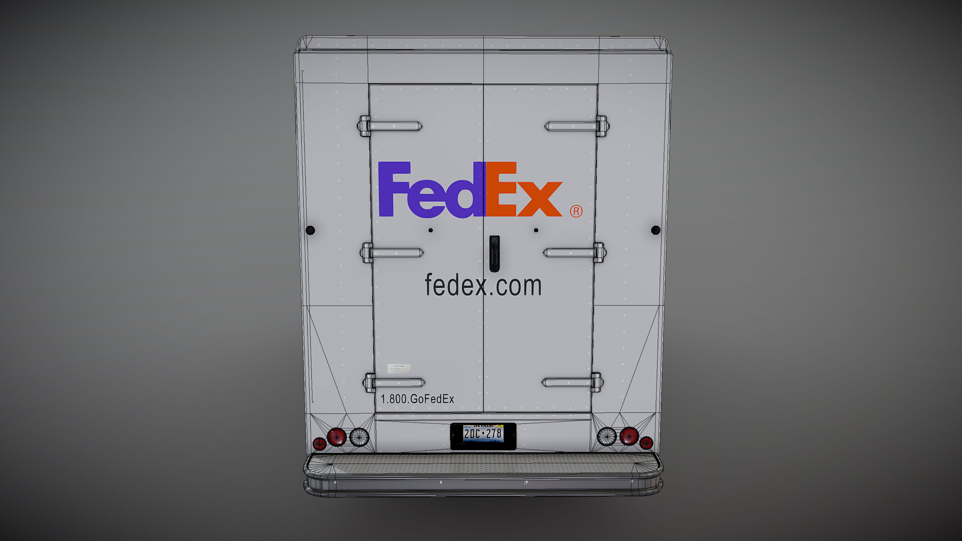 FedEx boxvan Low-poly 3D model_26