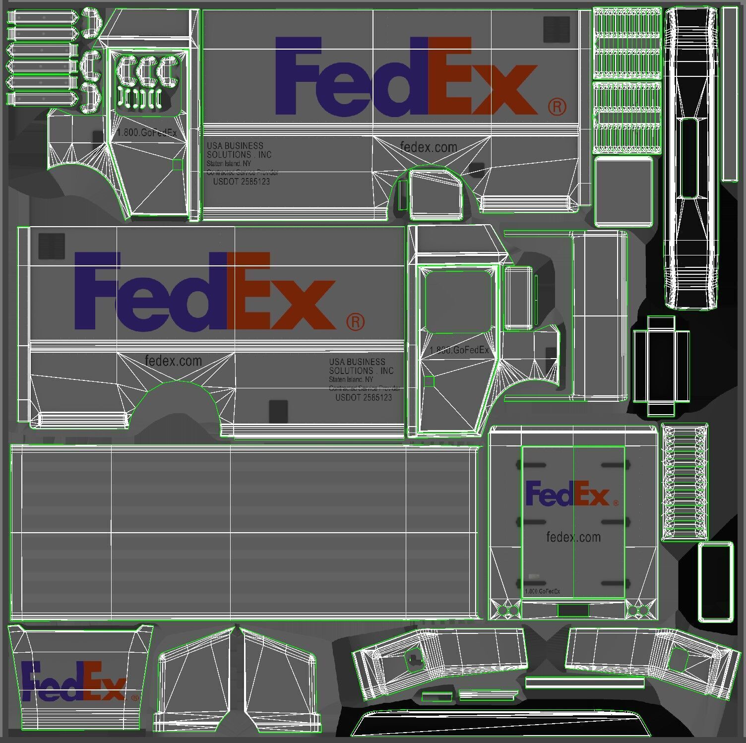 FedEx boxvan Low-poly 3D model_47