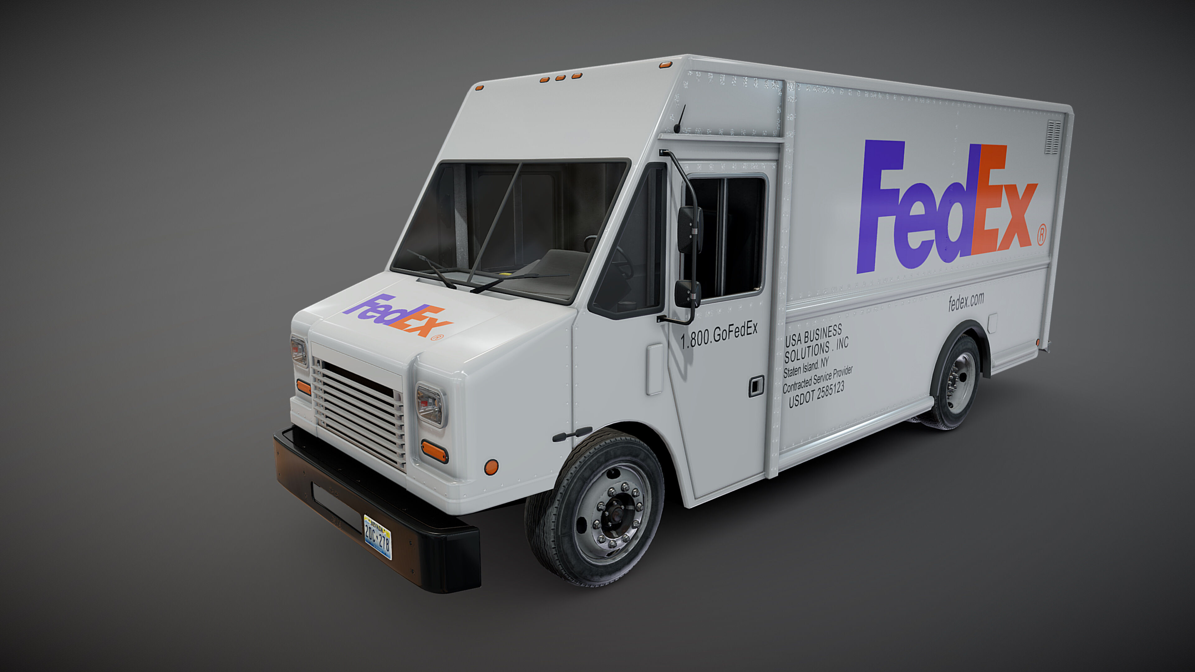 FedEx boxvan Low-poly 3D model_15